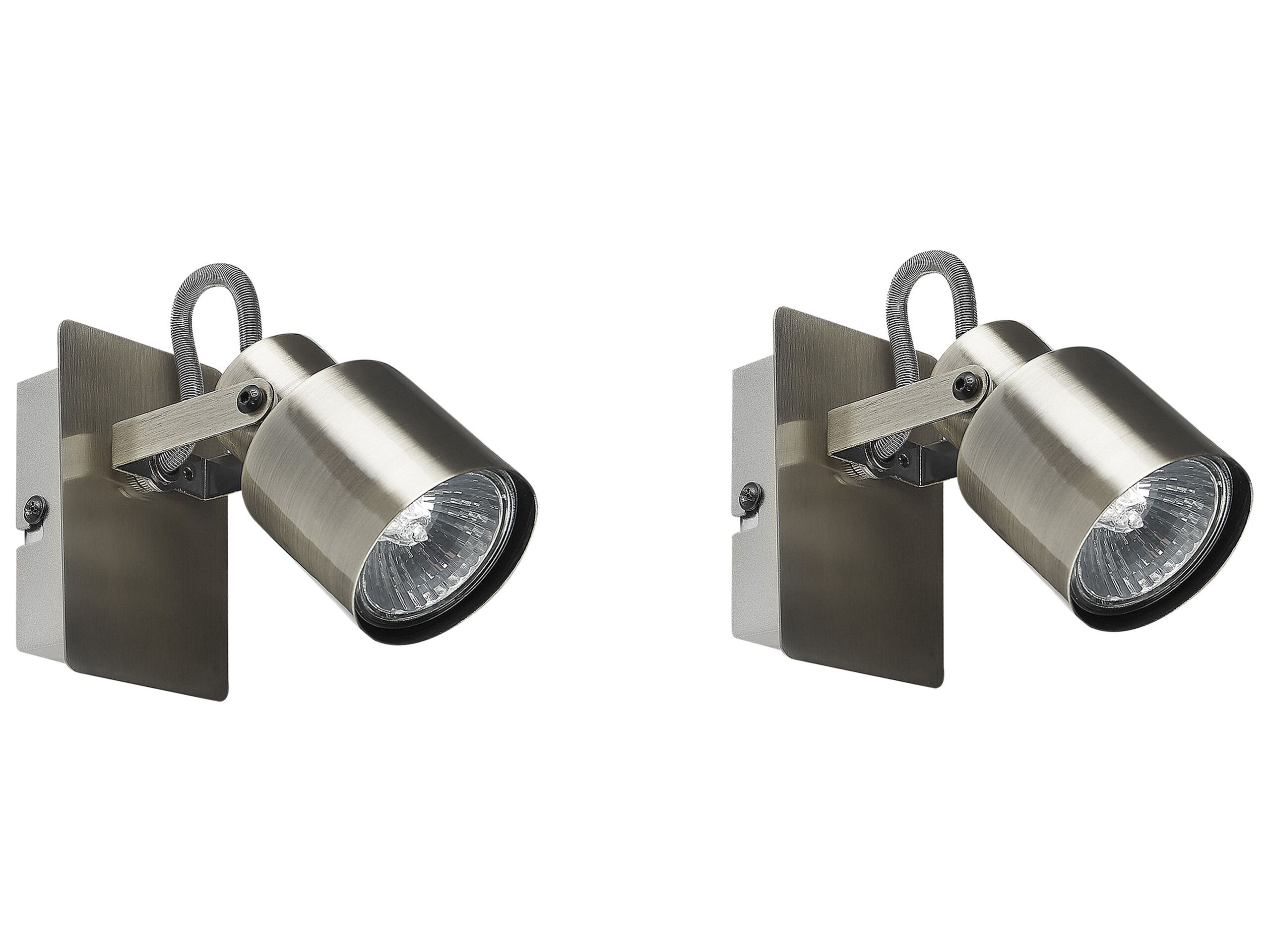 Set of 2 Metal Spotlight Lamps Silver BONTE