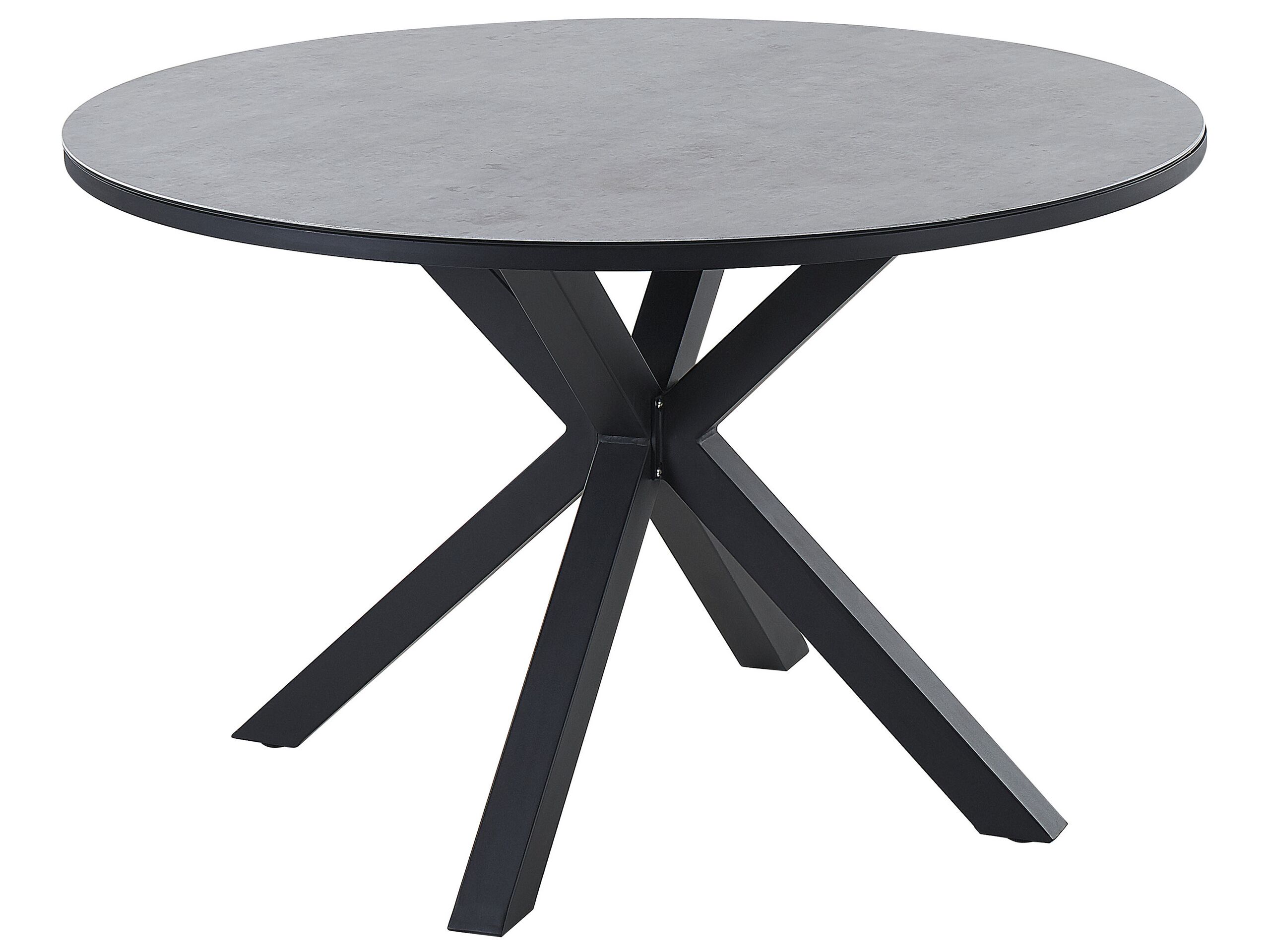 Round Garden Dining Table âŒ€120 cm Grey with Black MALETTO