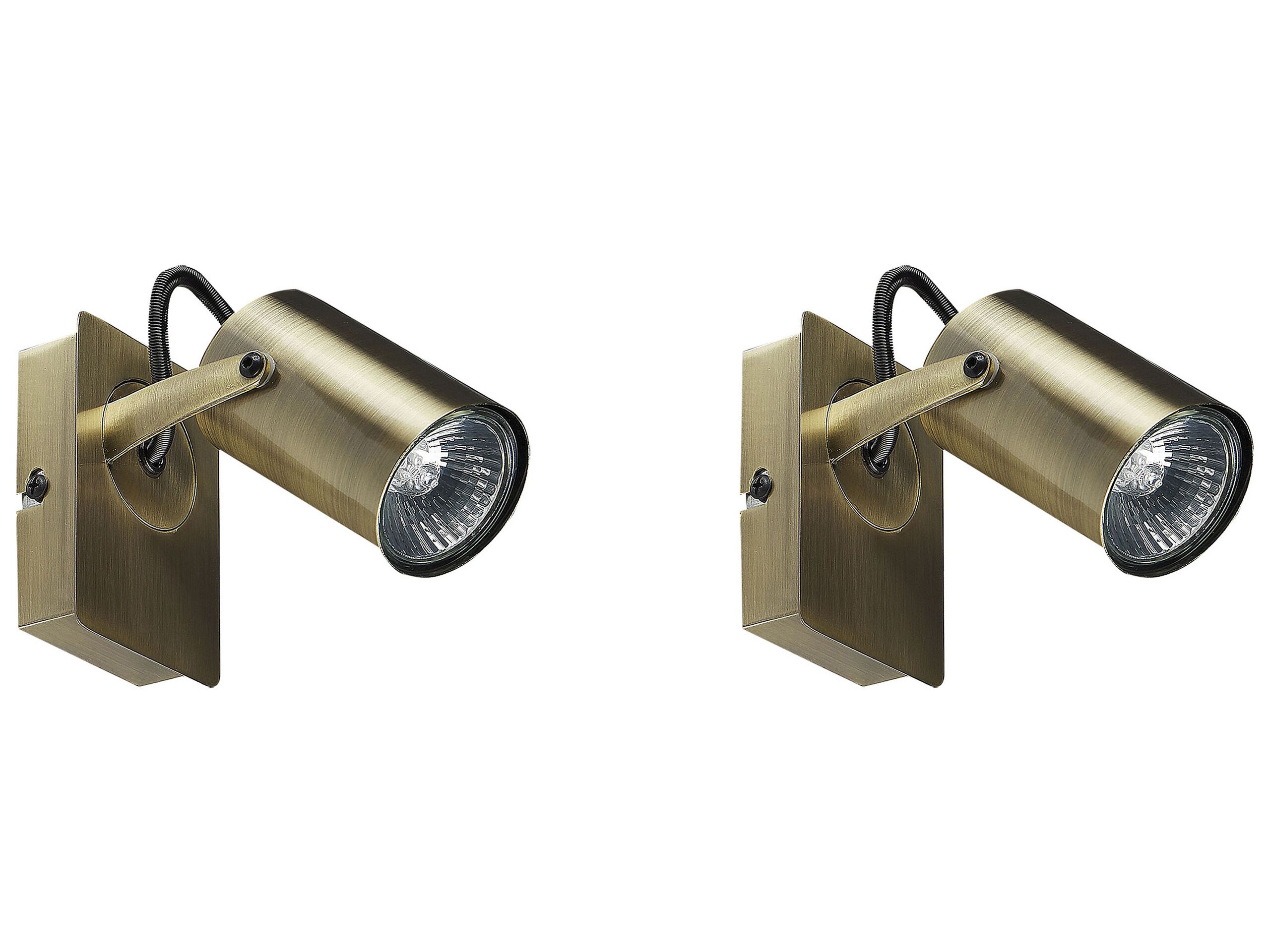 Set of 2 Metal Spotlight Lamps Brass KLIP