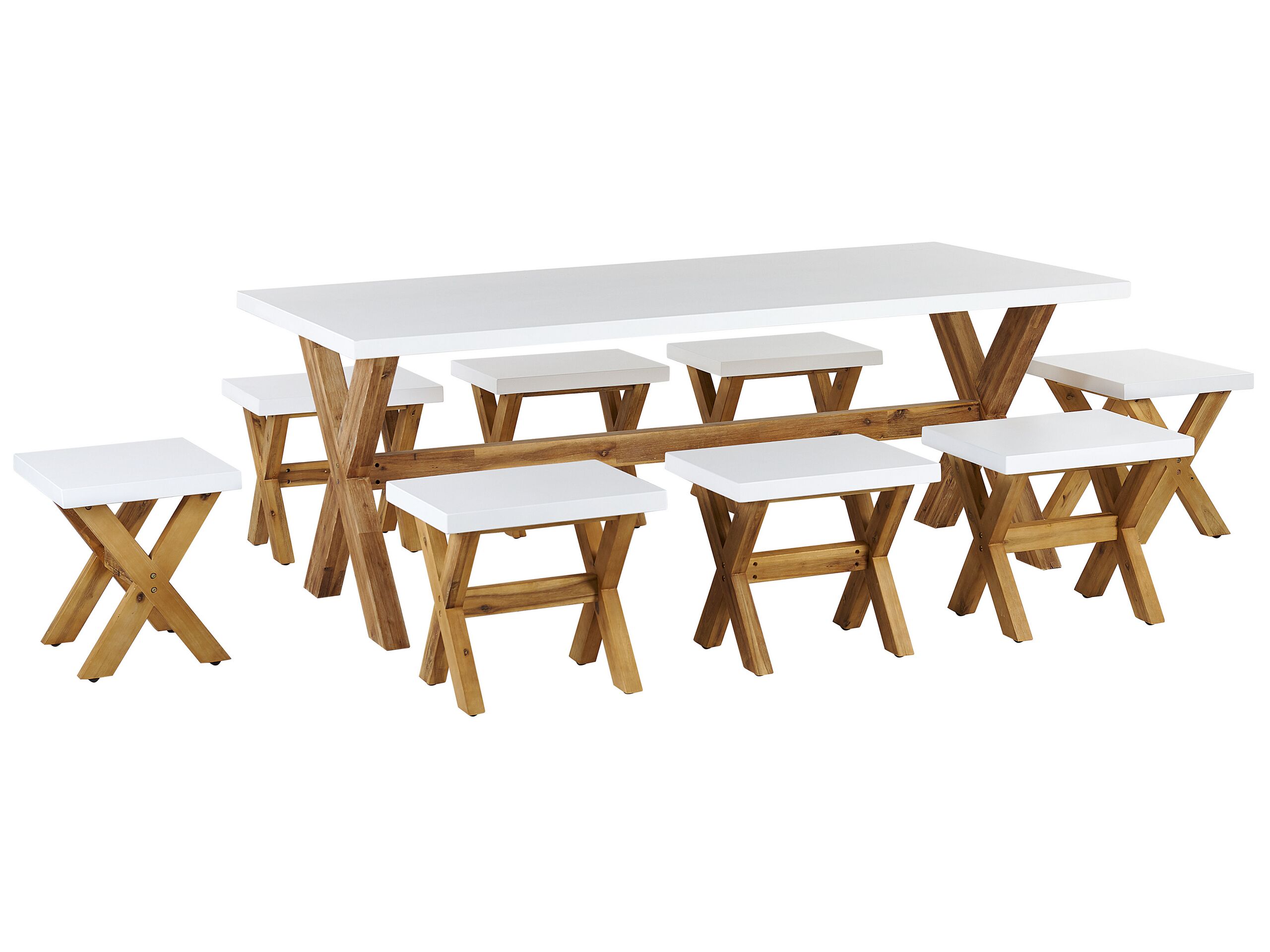 8 Seater Concrete Garden Dining Set White OLBIA