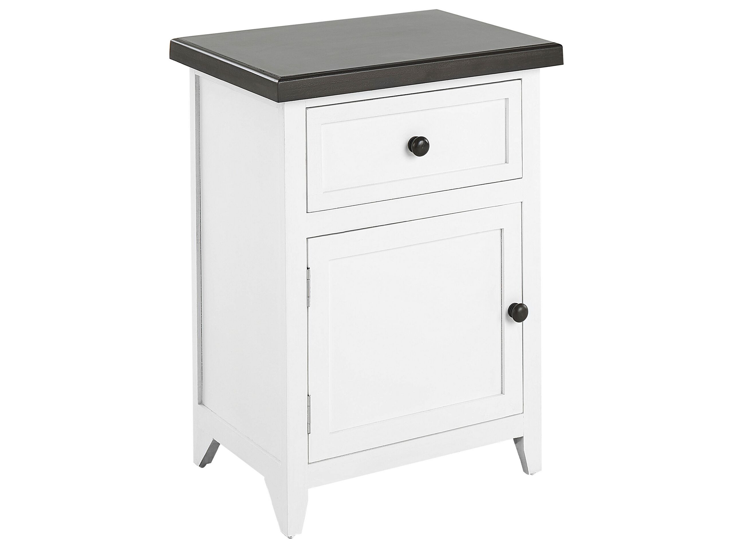 Bedside Table - CLACTON 1 Drawer Nightstand White and Brown 40cm