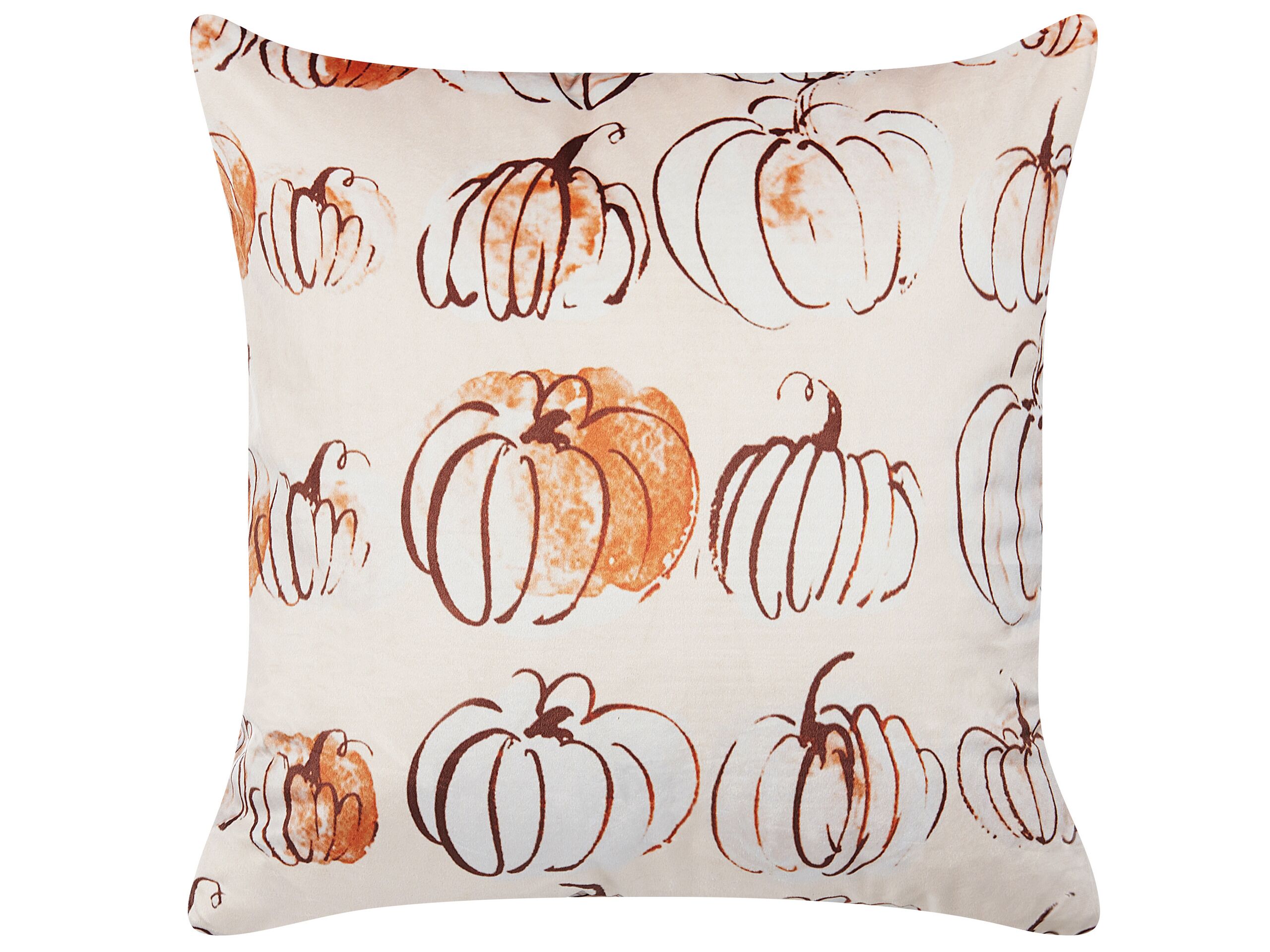 Velvet Cushion Pumpkin Pattern 45x45cm Beige