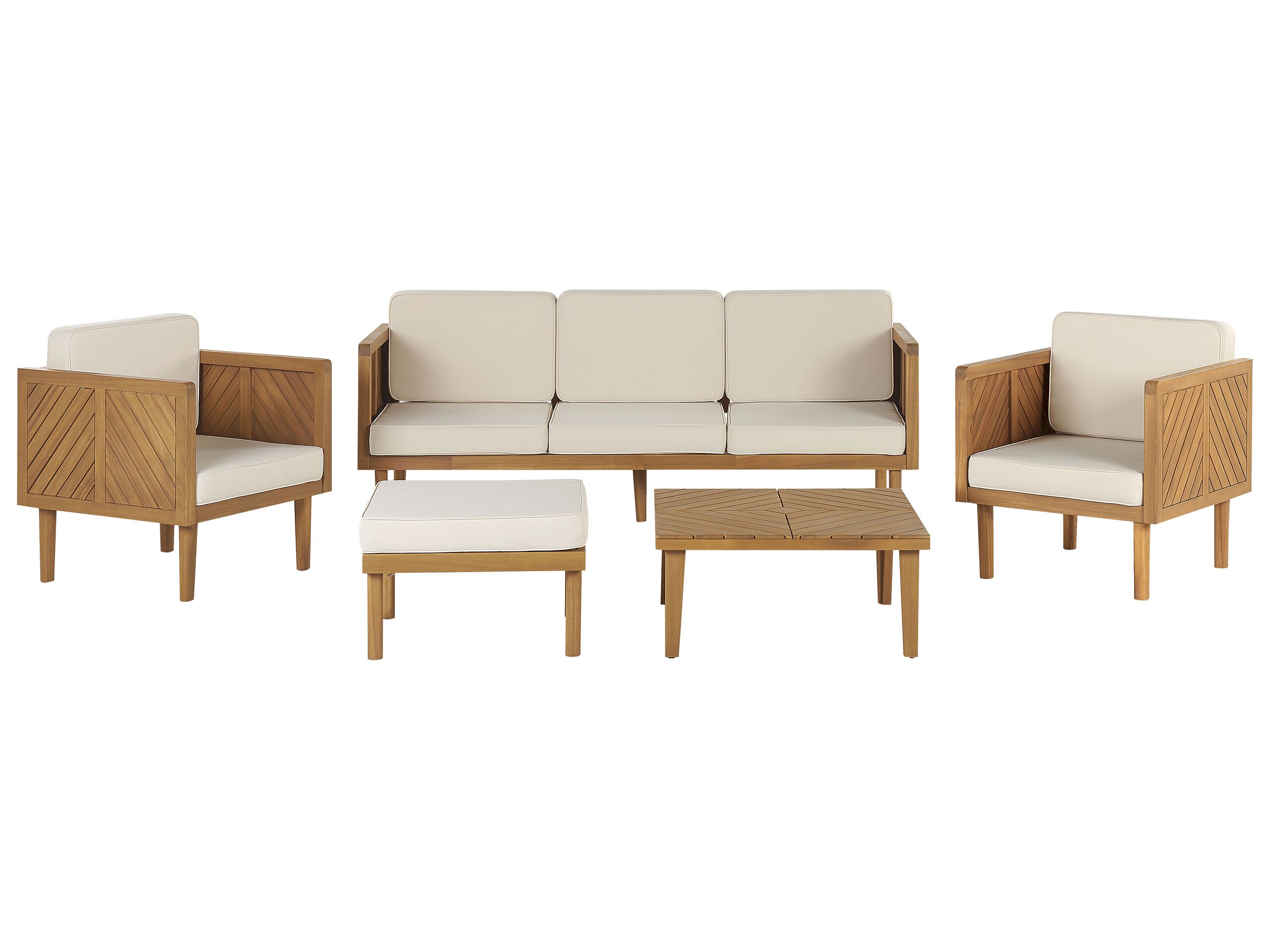 5 Seater Acacia Wood Garden Sofa Set Light BARATTI