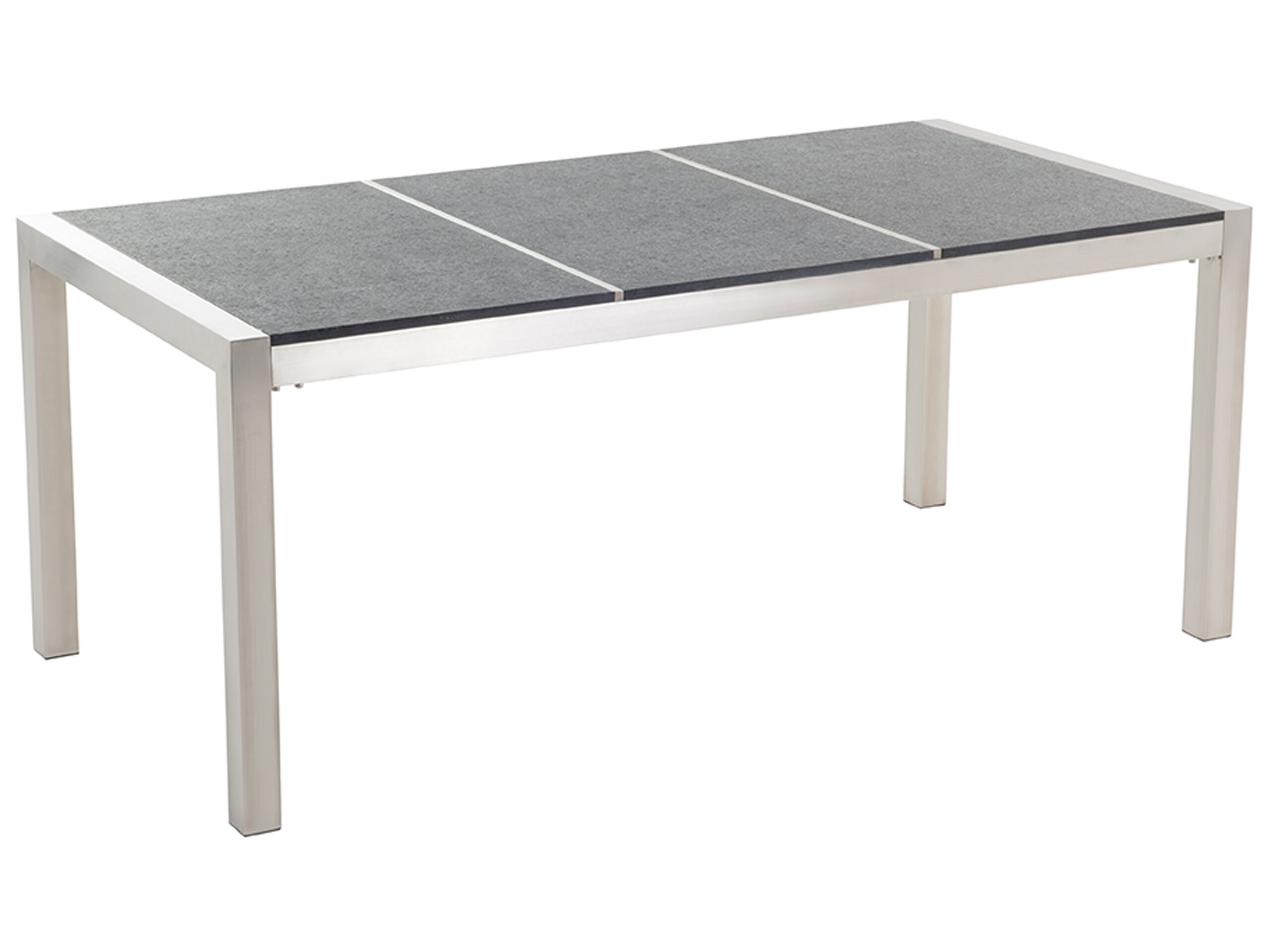 Flamed Granite Garden Table Triple Plate Top 180 x 90 cm Black GROSSETO