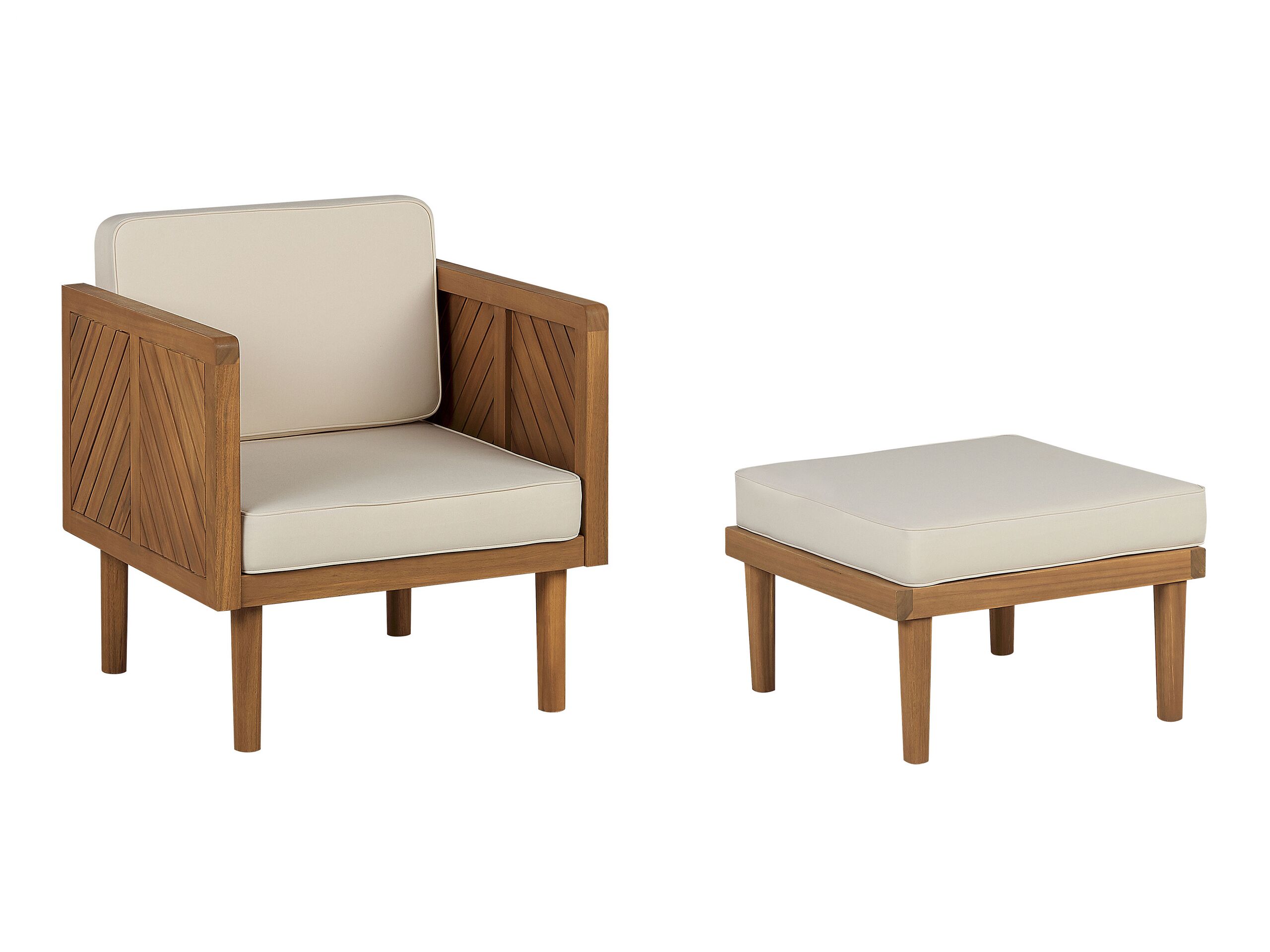 Acacia Wood Garden Armchair with Ottoman Light BARATTI