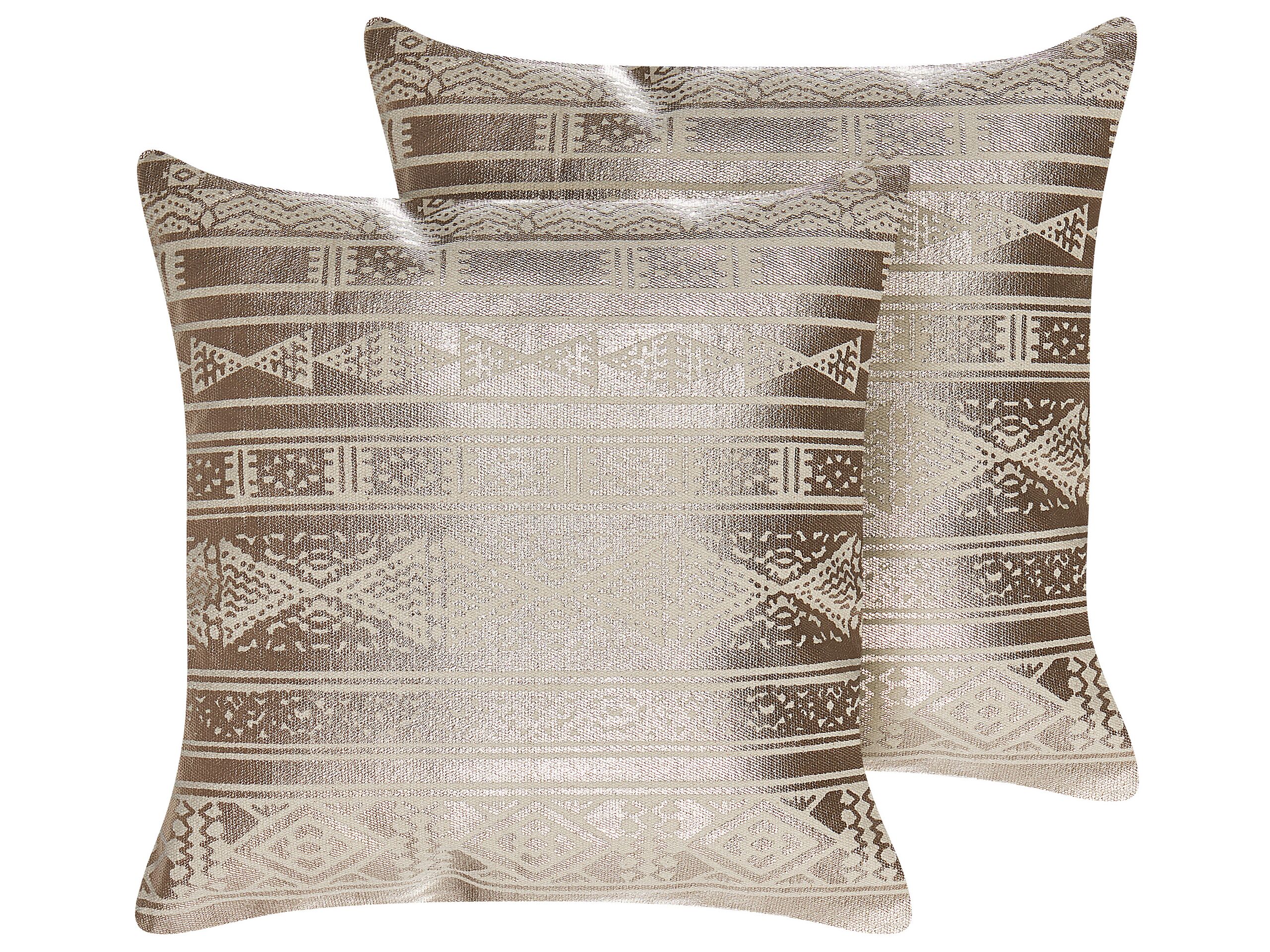 Set of 2 Cotton Cushions Geometric Pattern 50x50cm Rose Gold