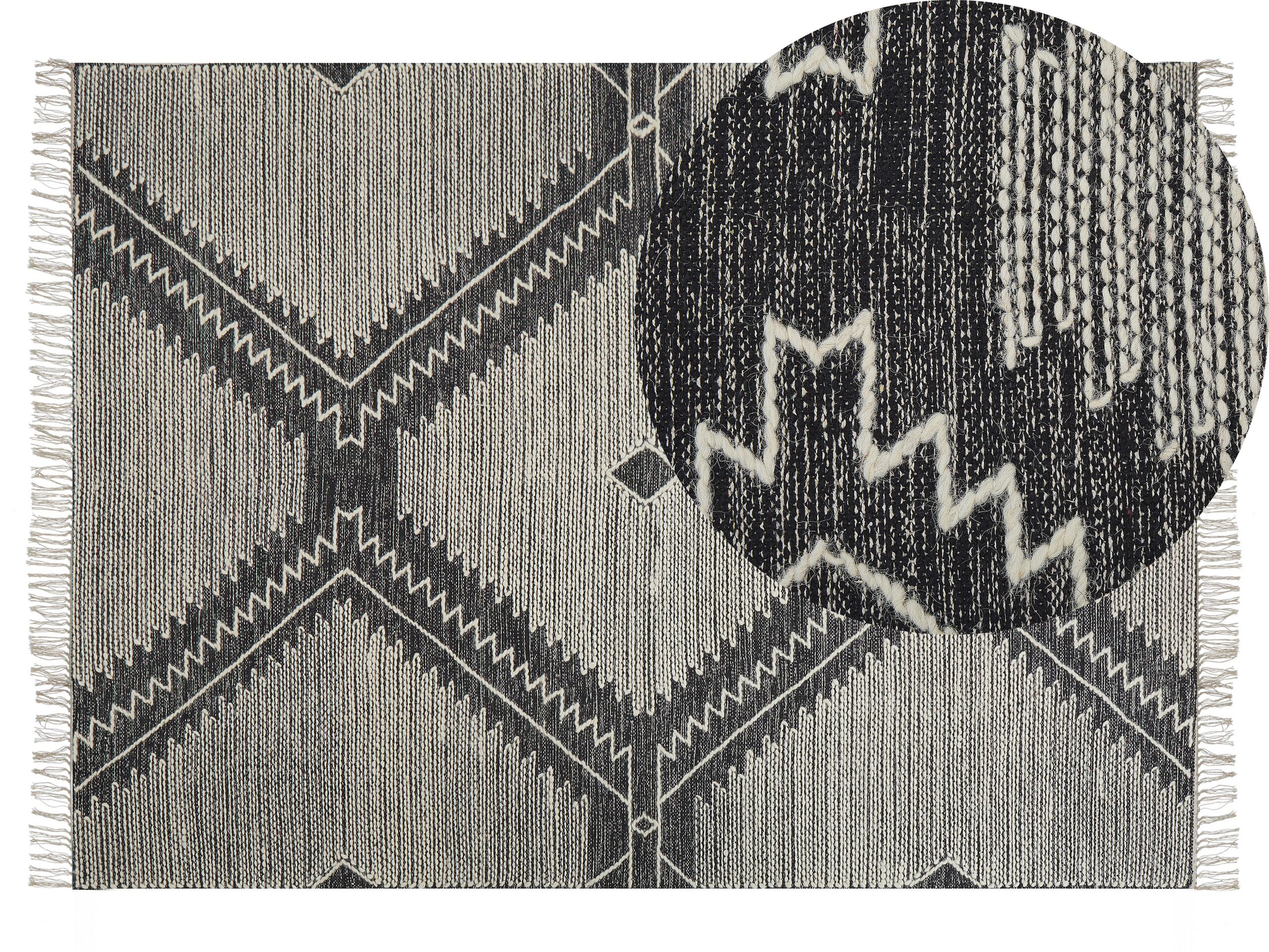 Cotton Area Rug 140x200cm Black and White