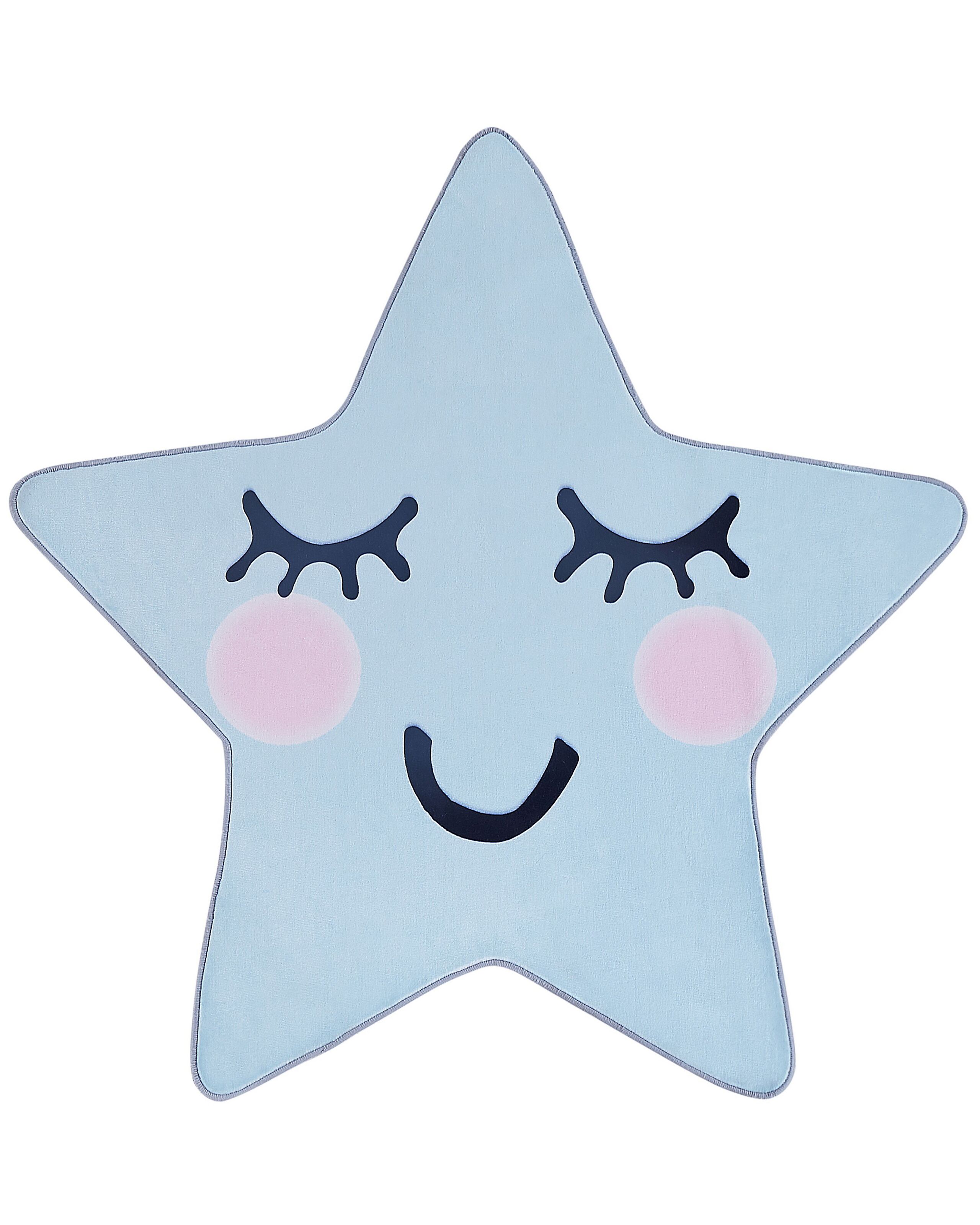 Kids Rug Star Print 120x120cm Blue
