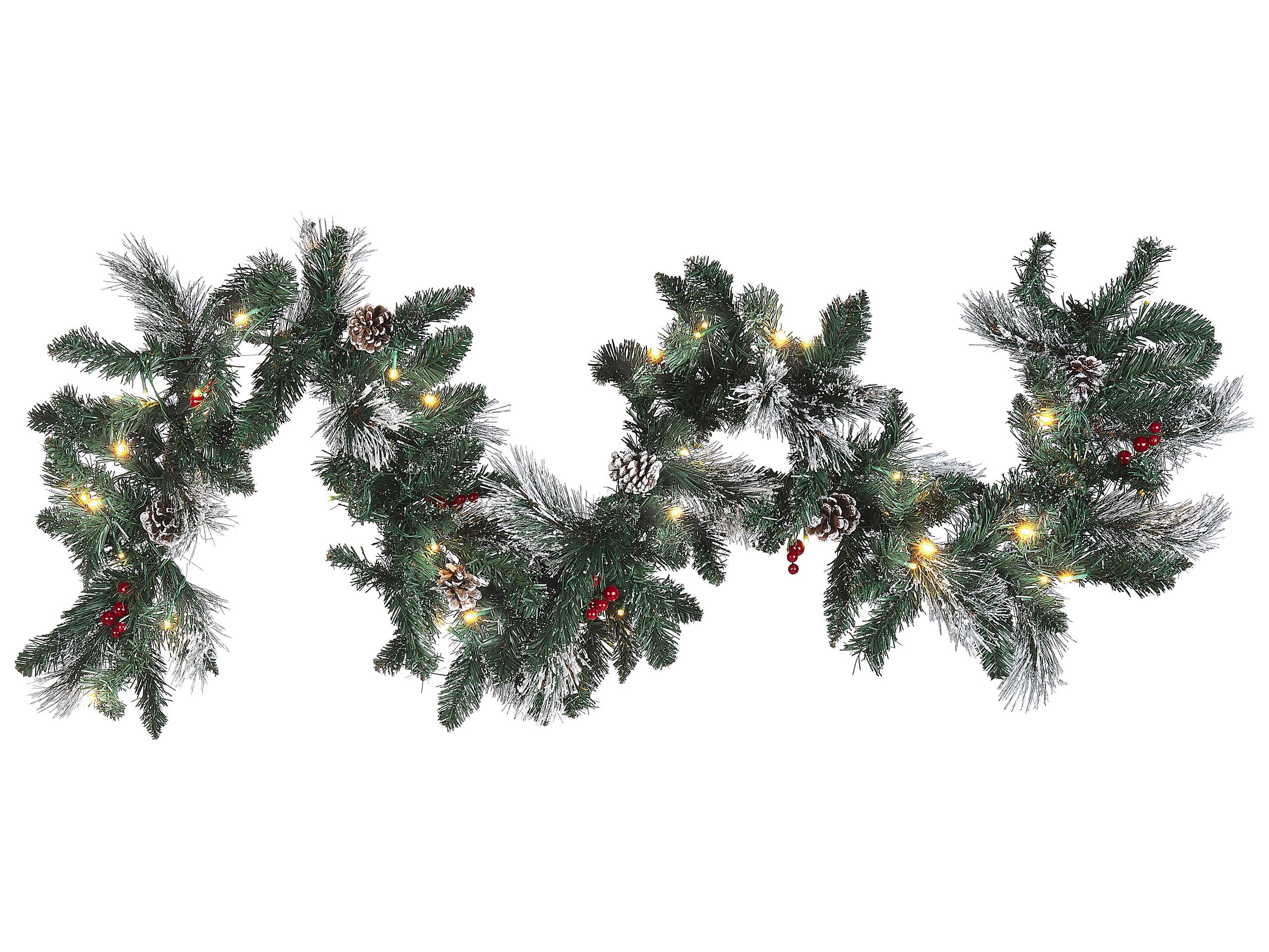 Pre-Lit Frosted Christmas Garland 180cm Green