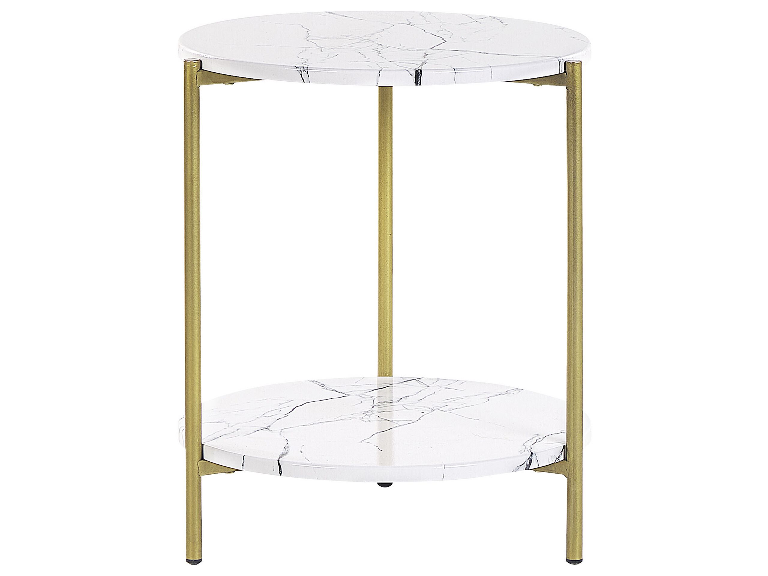 Marble Effect Side Table White with Gold REVA