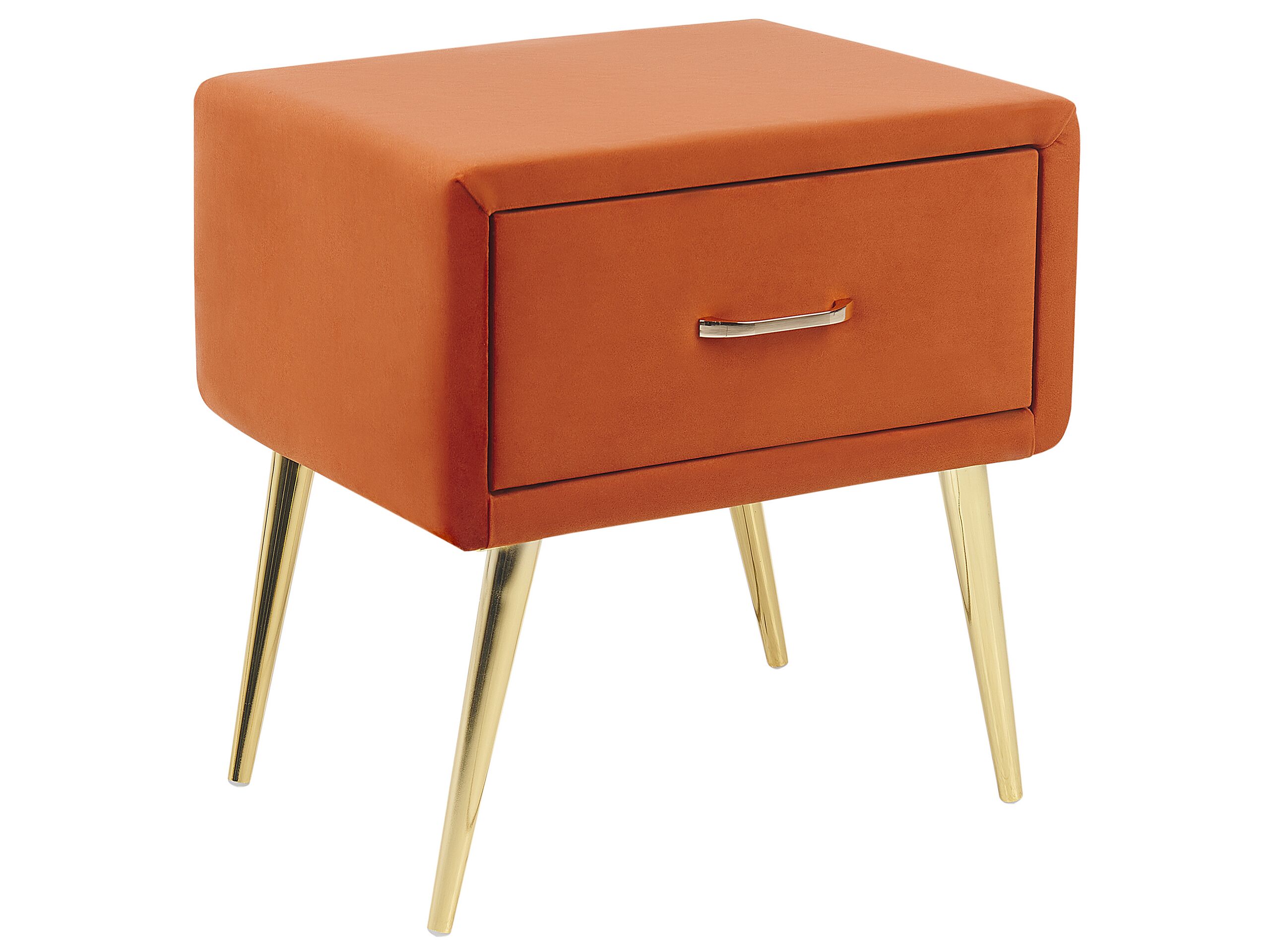 Bedside Table - CORBY 1 Drawer Nightstand Orange and Gold 46cm
