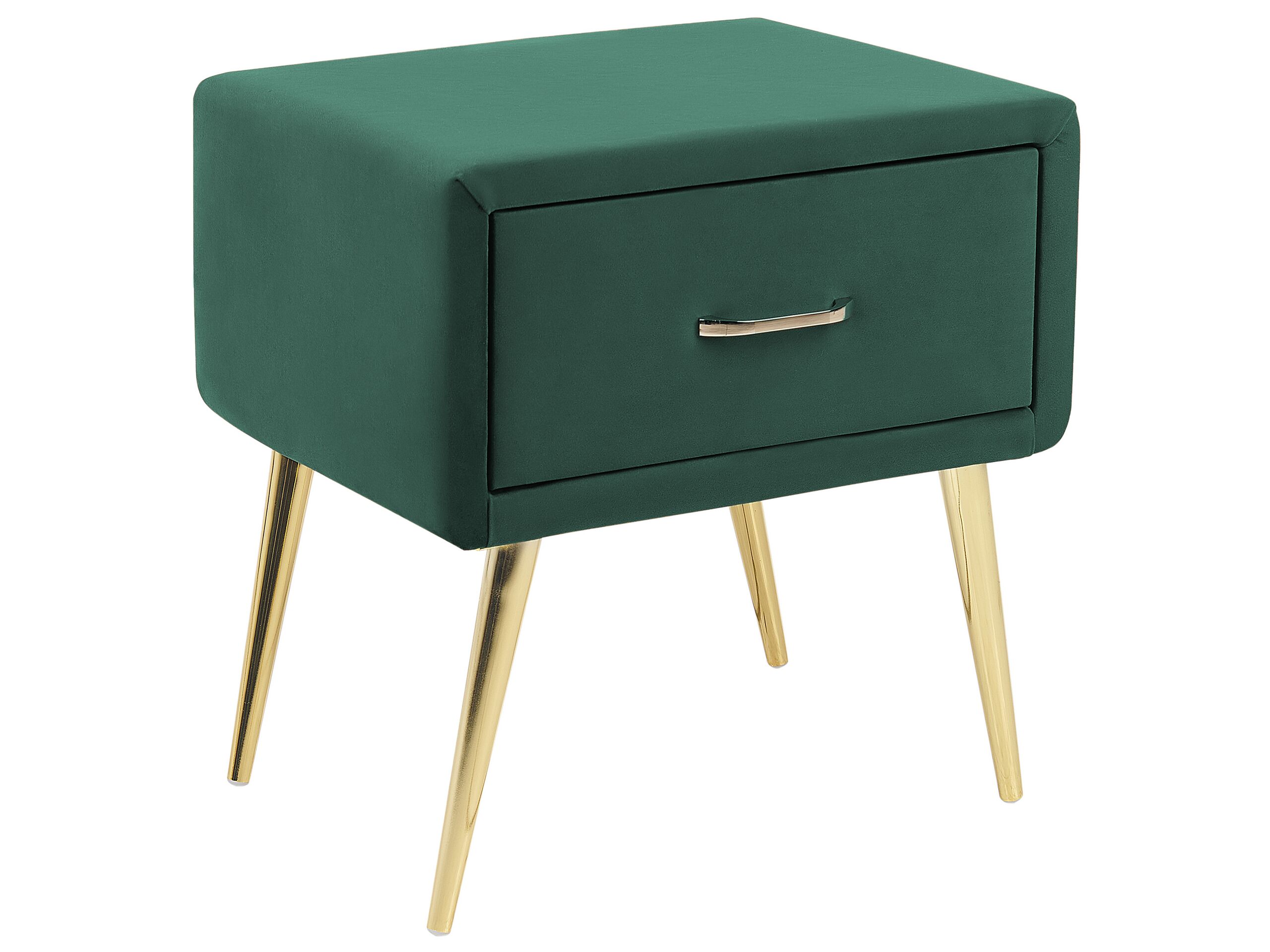 Bedside Table - CORBY 1 Drawer Nightstand Green and Gold 46cm
