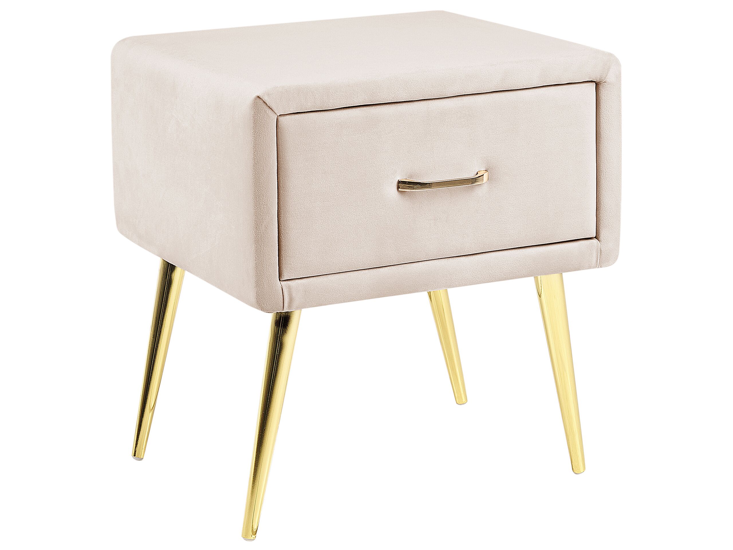 Bedside Table - CORBY 1 Drawer Nightstand Beige 46cm