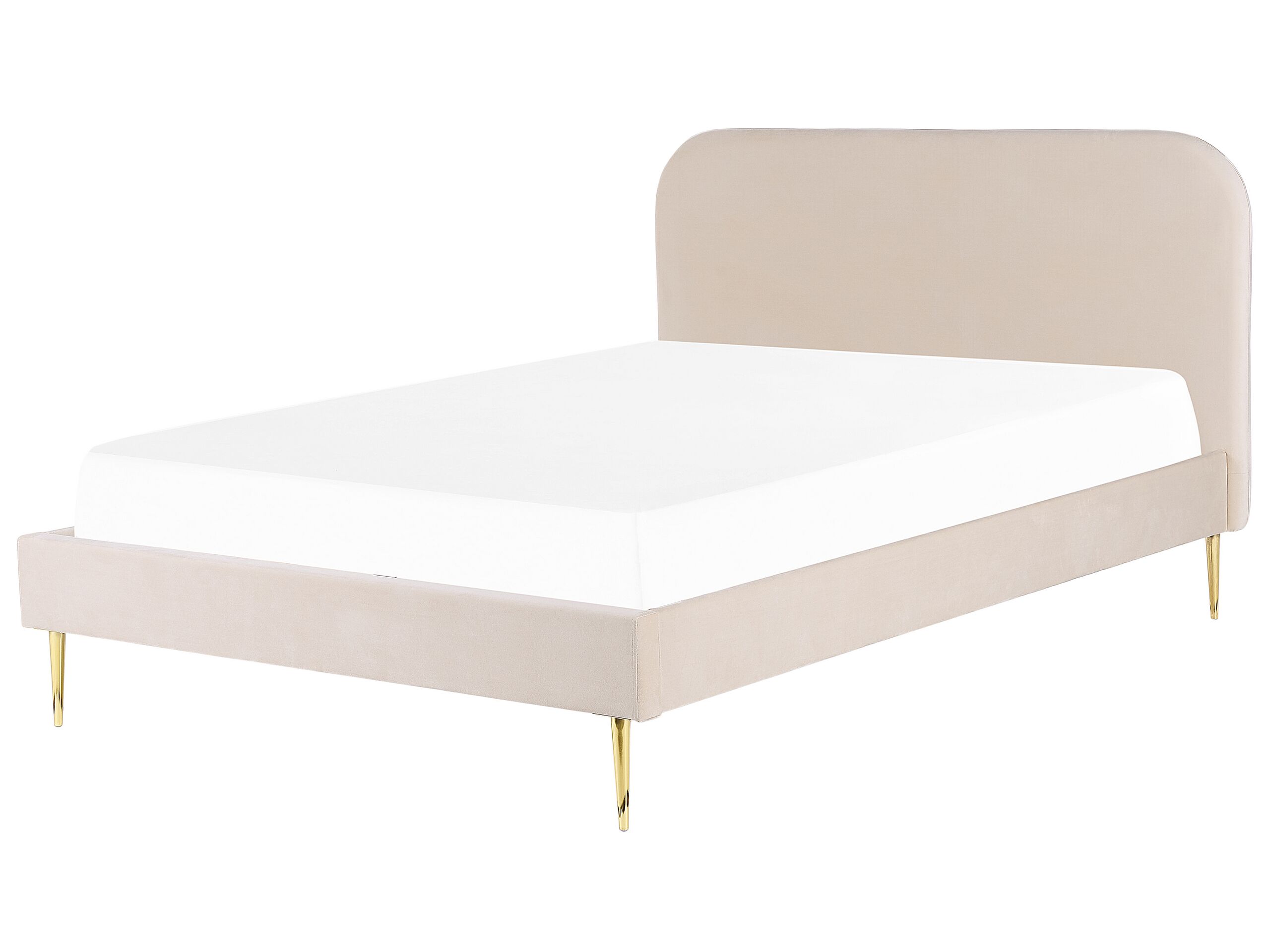 Velvet EU Super King Size Bed Light Beige FLAYAT