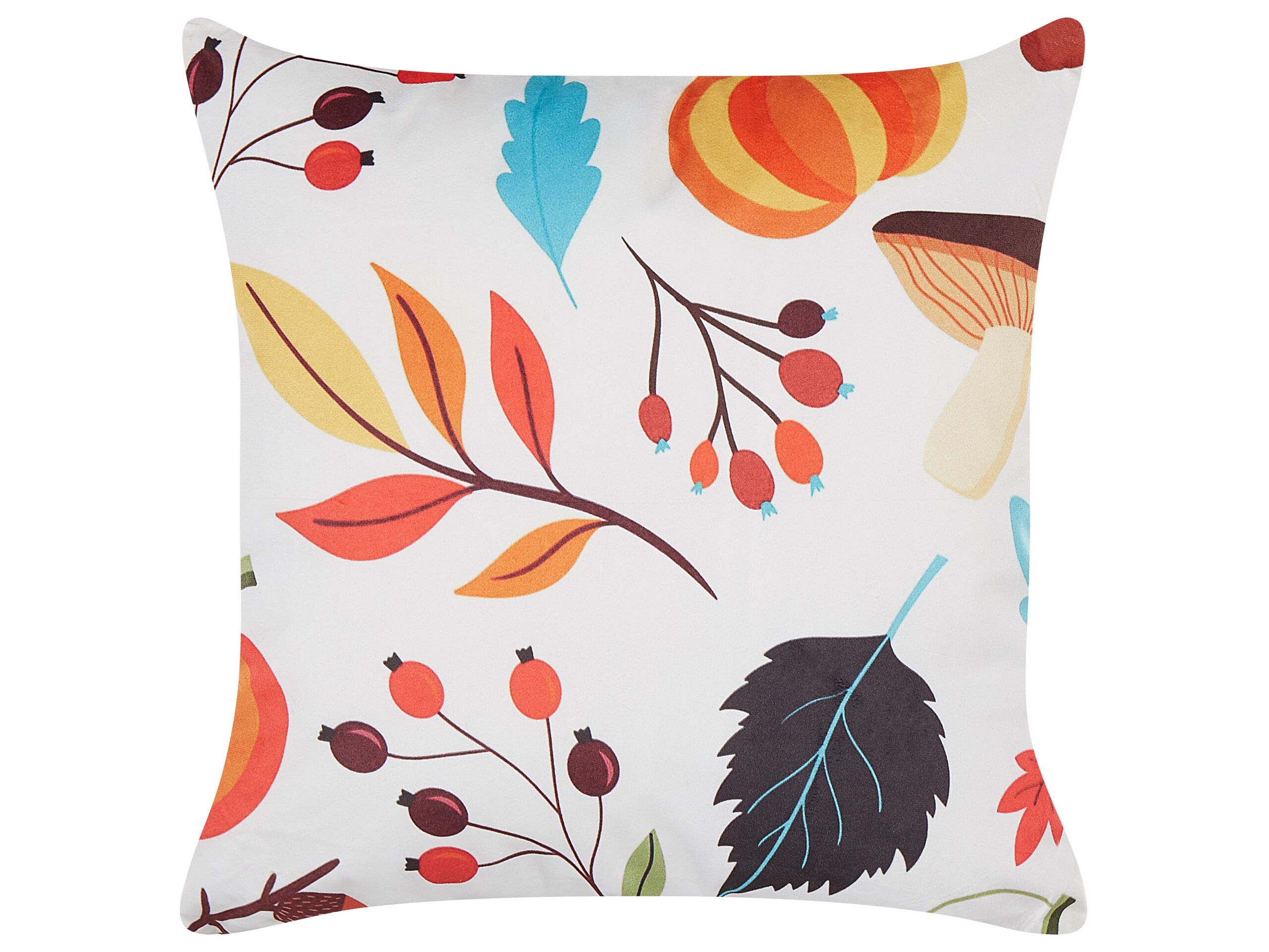 Velvet Cushion Autumn Motif 45x45cm Off - White