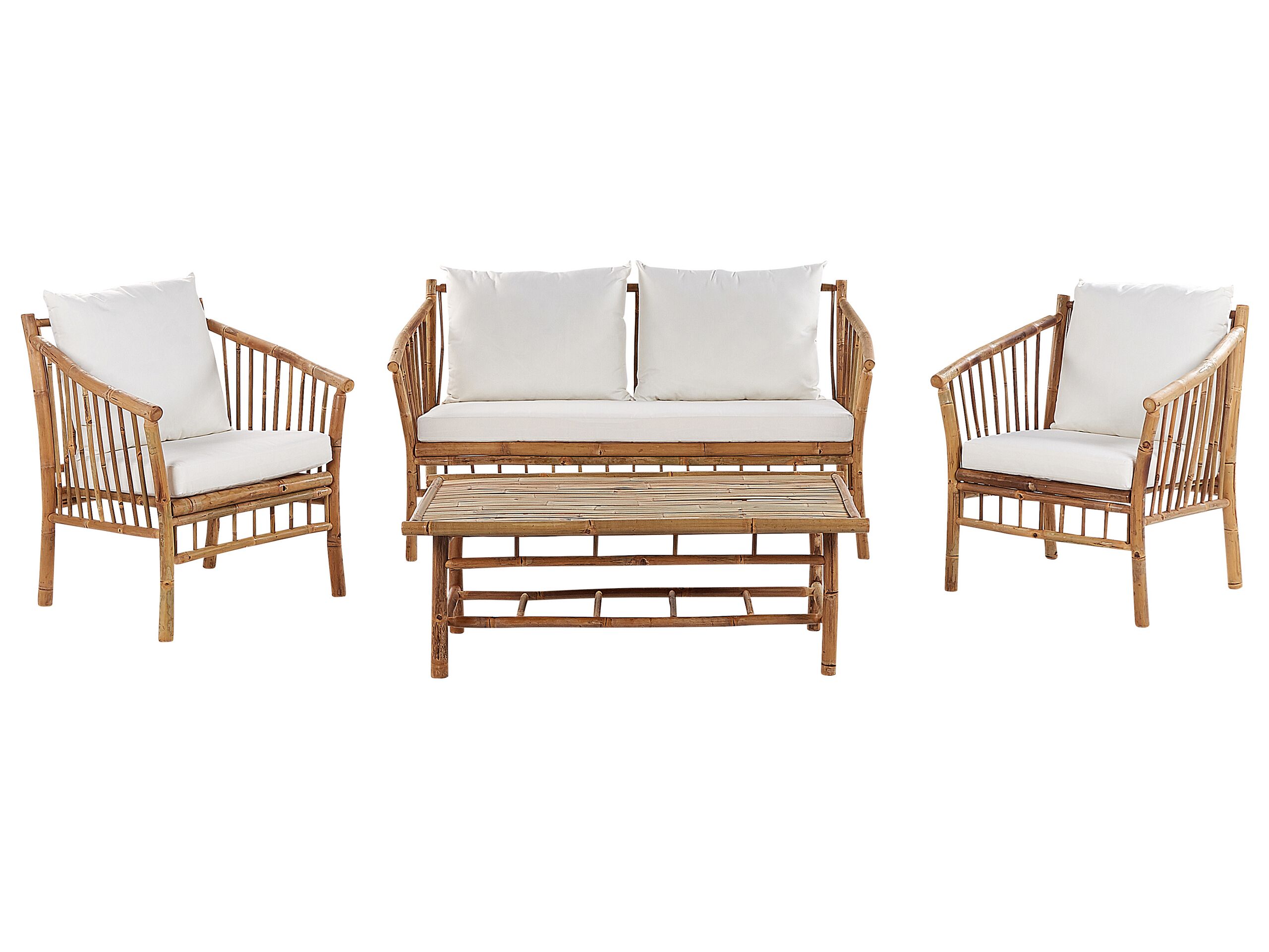 4 Seater Bamboo Wood Garden Sofa Set White MAGGIORE
