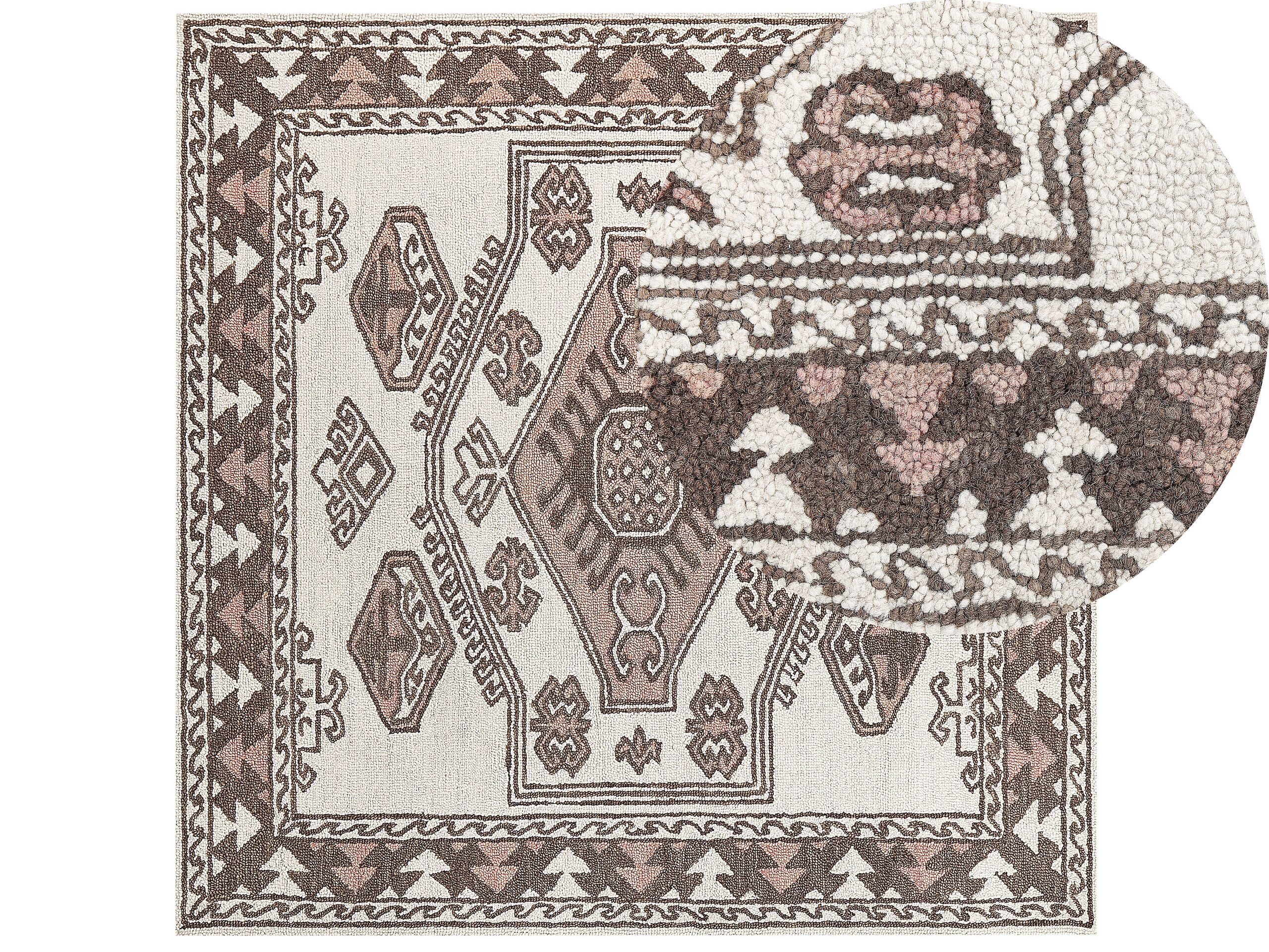 Wool Area Rug 200x200cm Multicolour