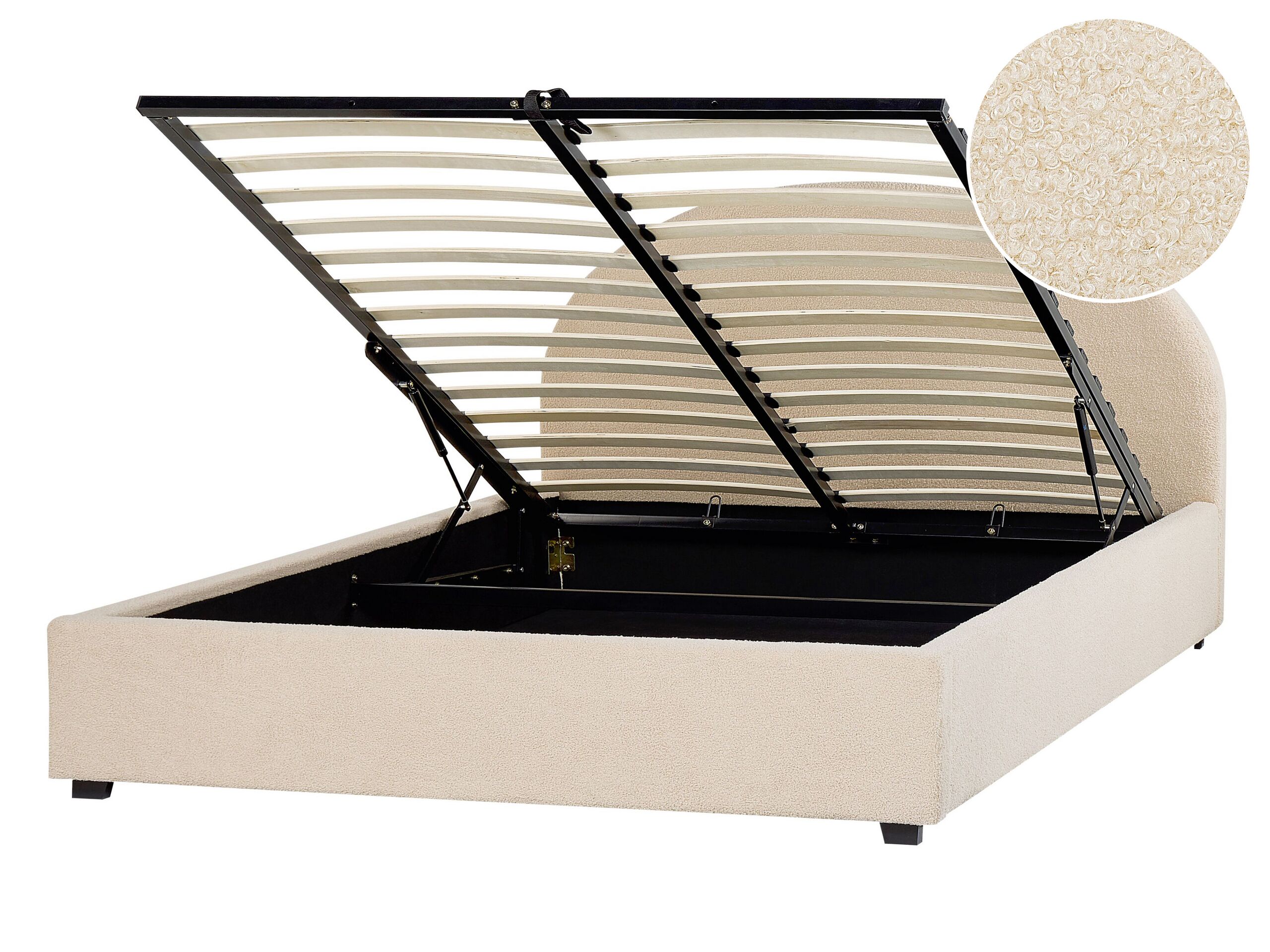 Boucle EU Double Size Ottoman Bed Beige VAUCLUSE