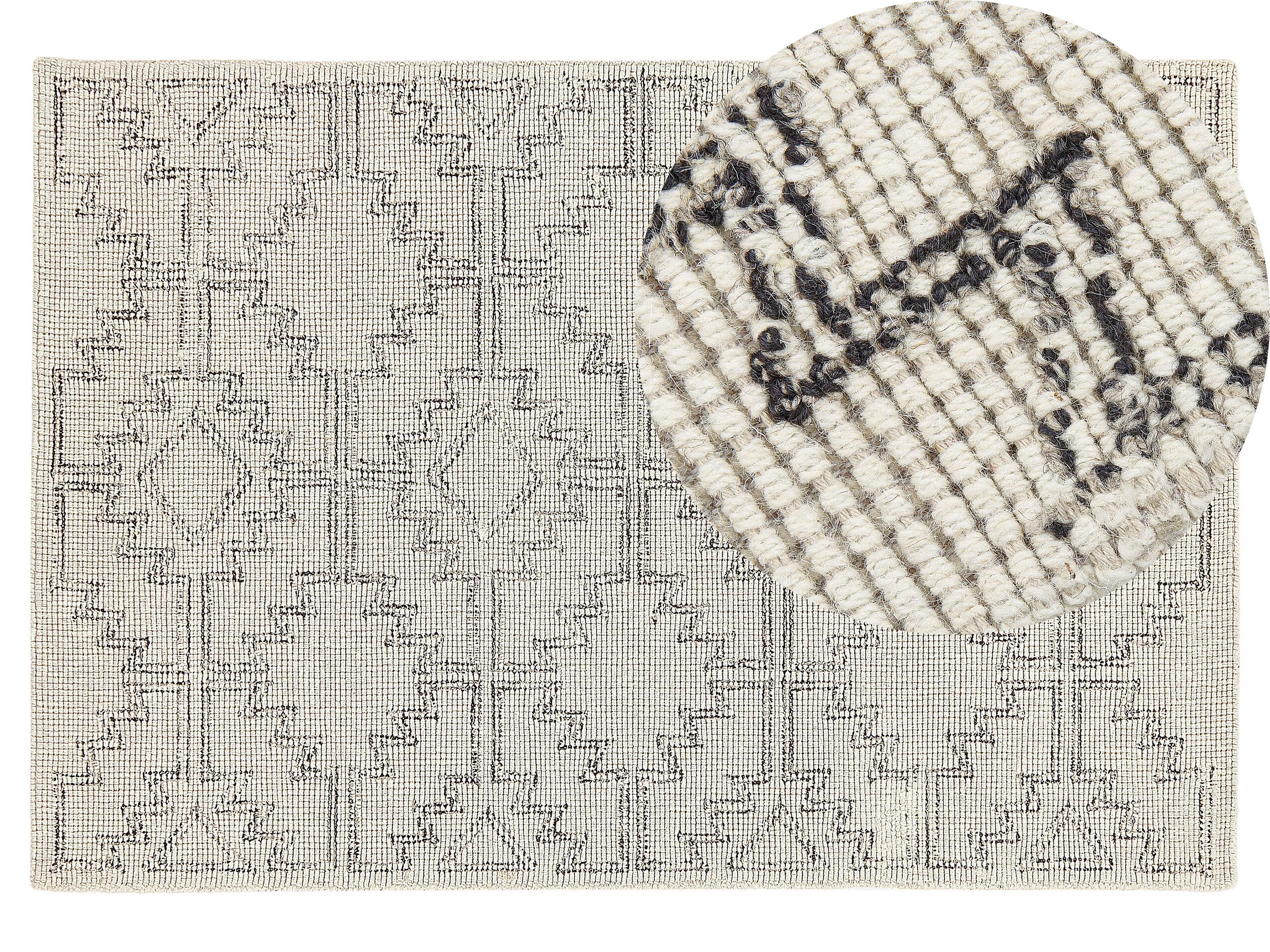 Wool Area Rug 140x200cm Beige and Black