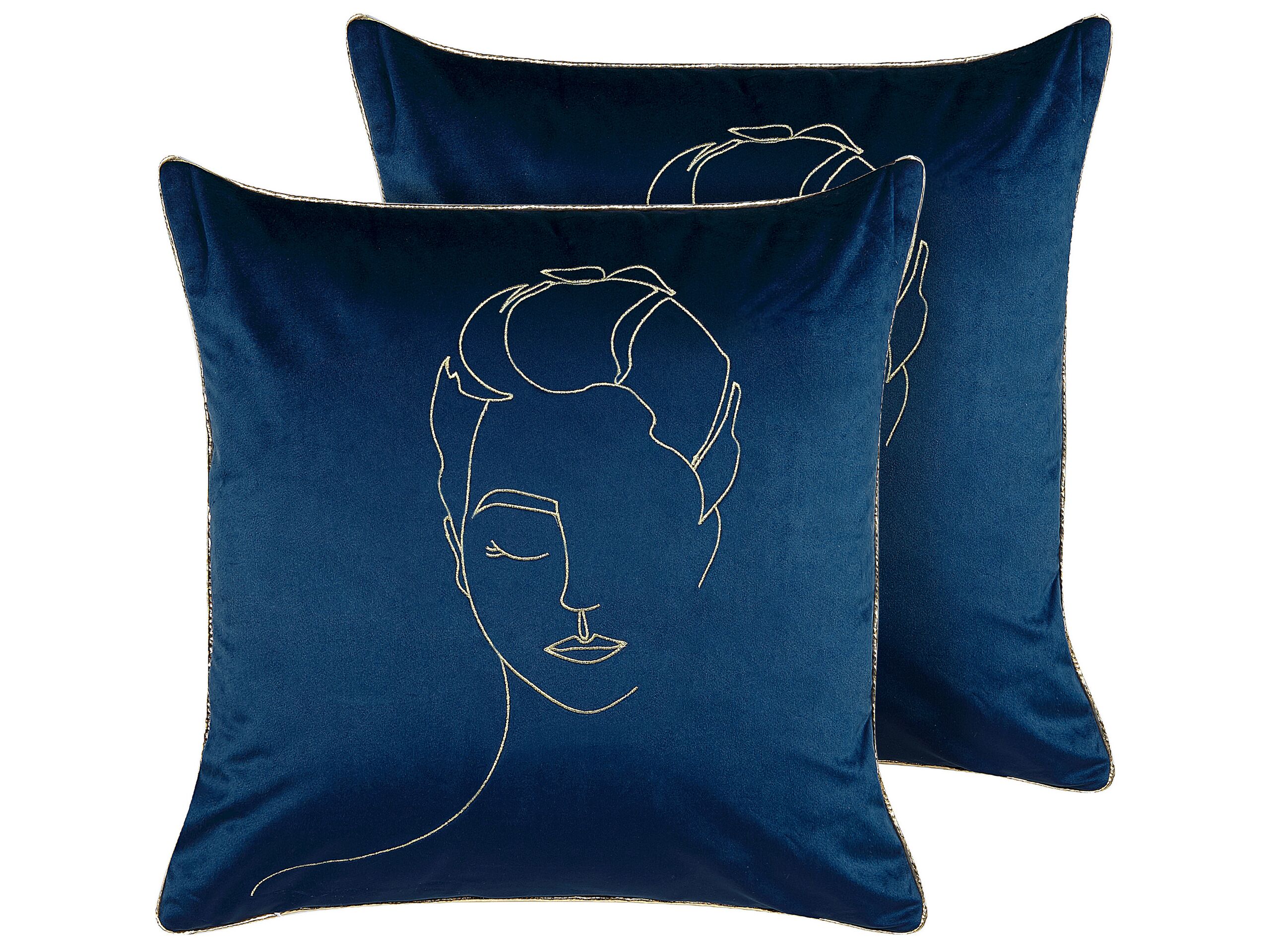 Set of 2 Velvet Cushions 45x45cm Blue