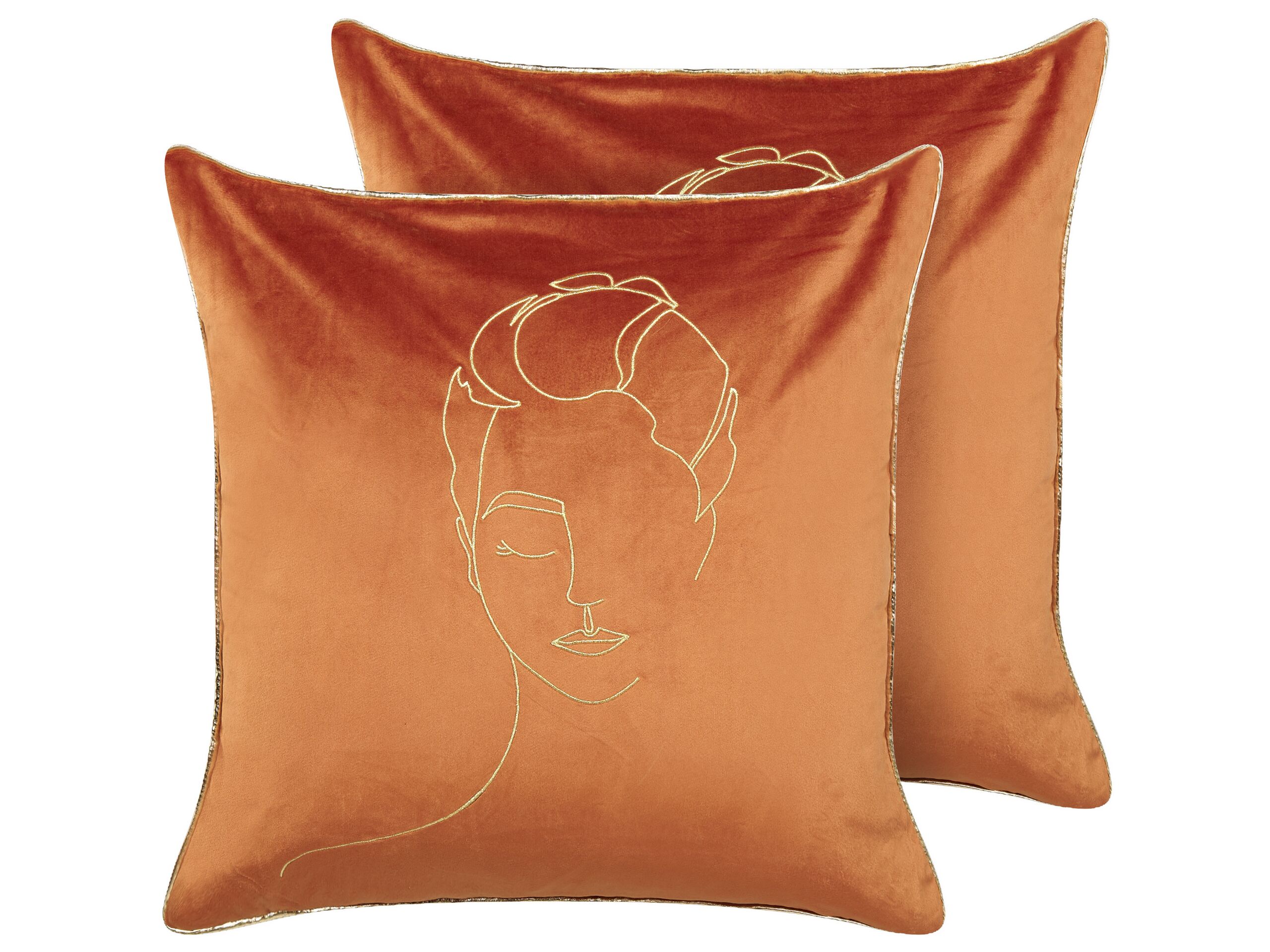 Set of 2 Velvet Cushions 45x45cm Orange