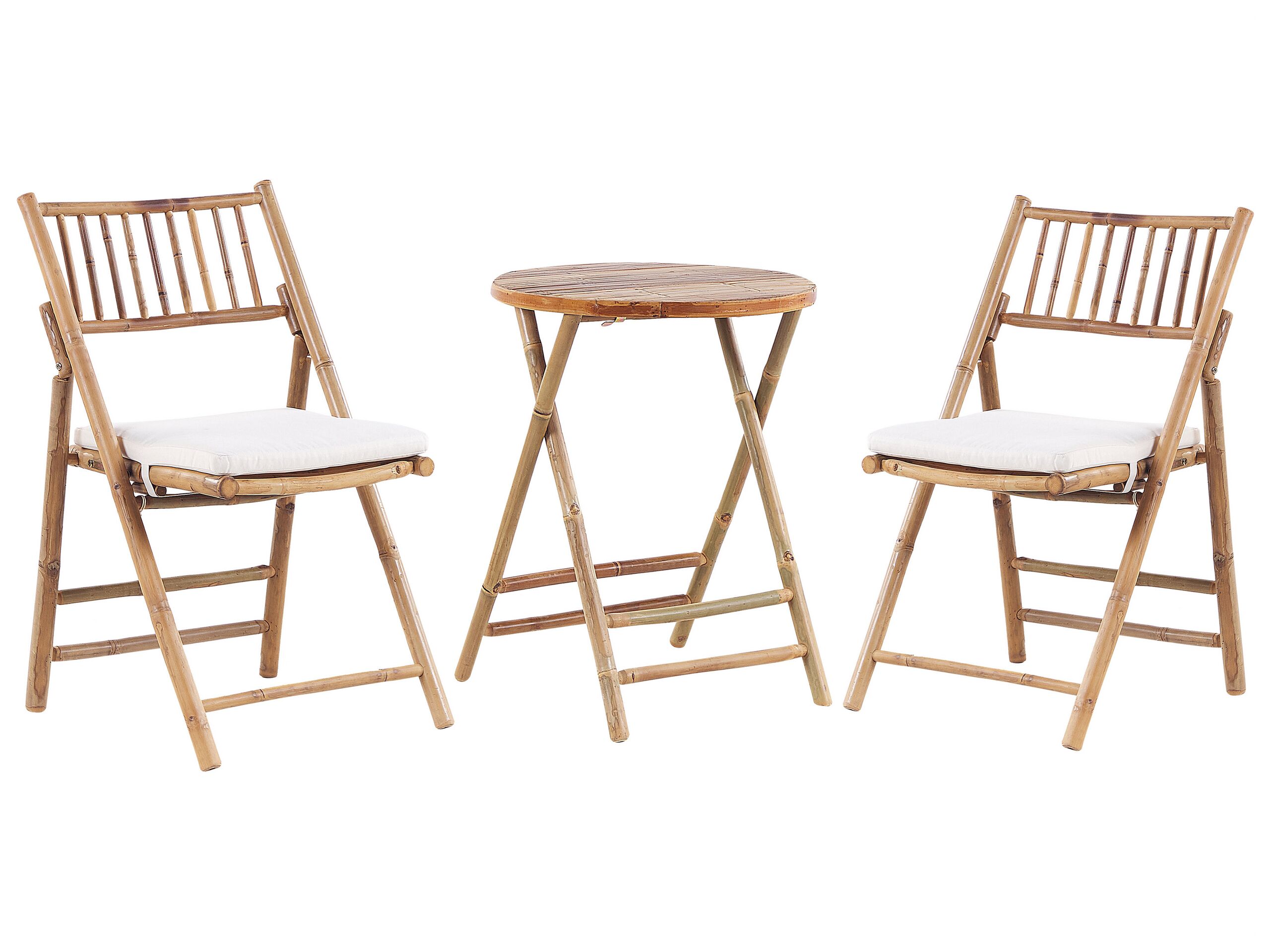 Bamboo Bistro Set Light Wood and Off-White SAVALLETRI