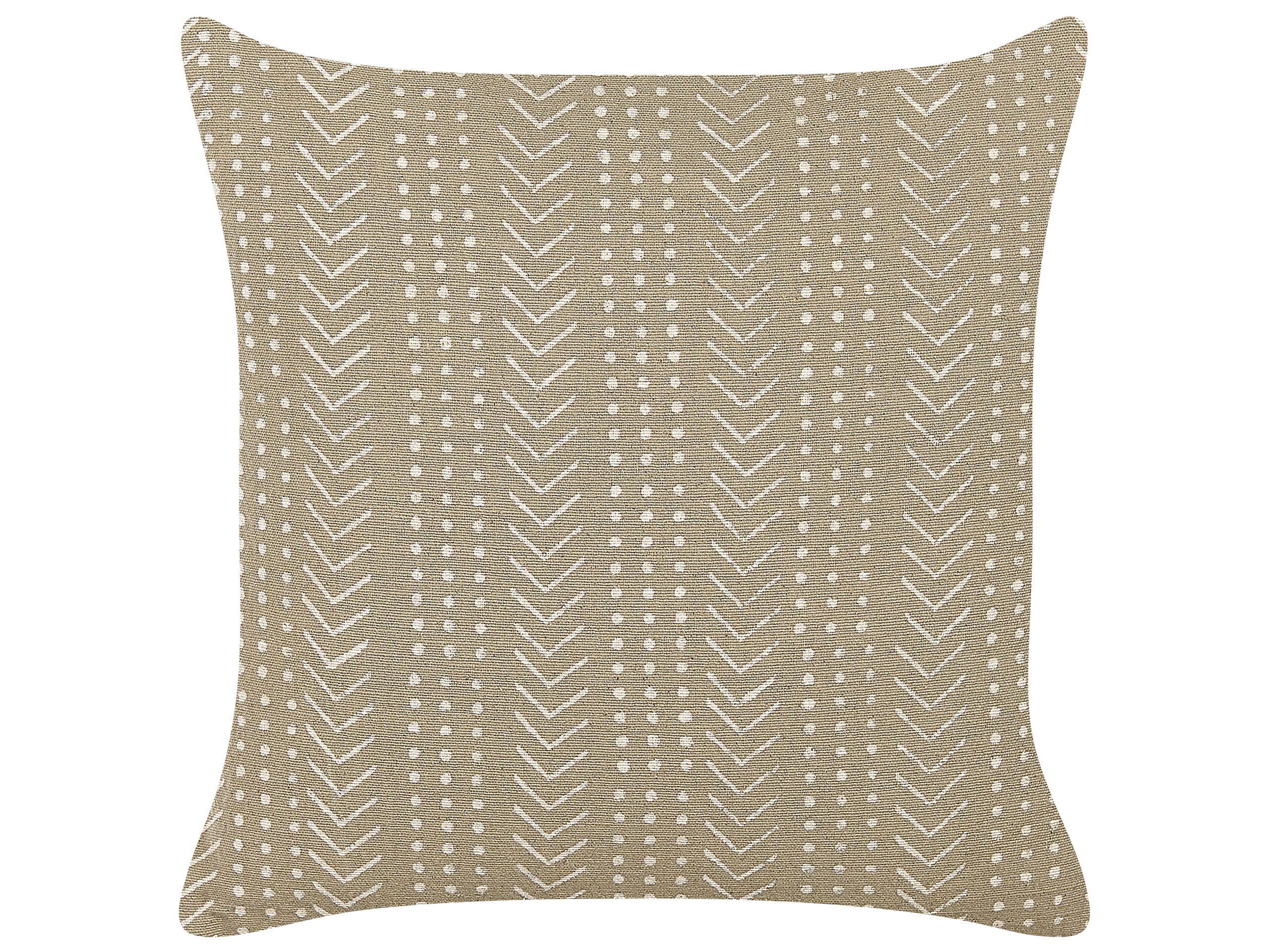 Cotton Cushion Geometric Pattern 45x45cm Taupe