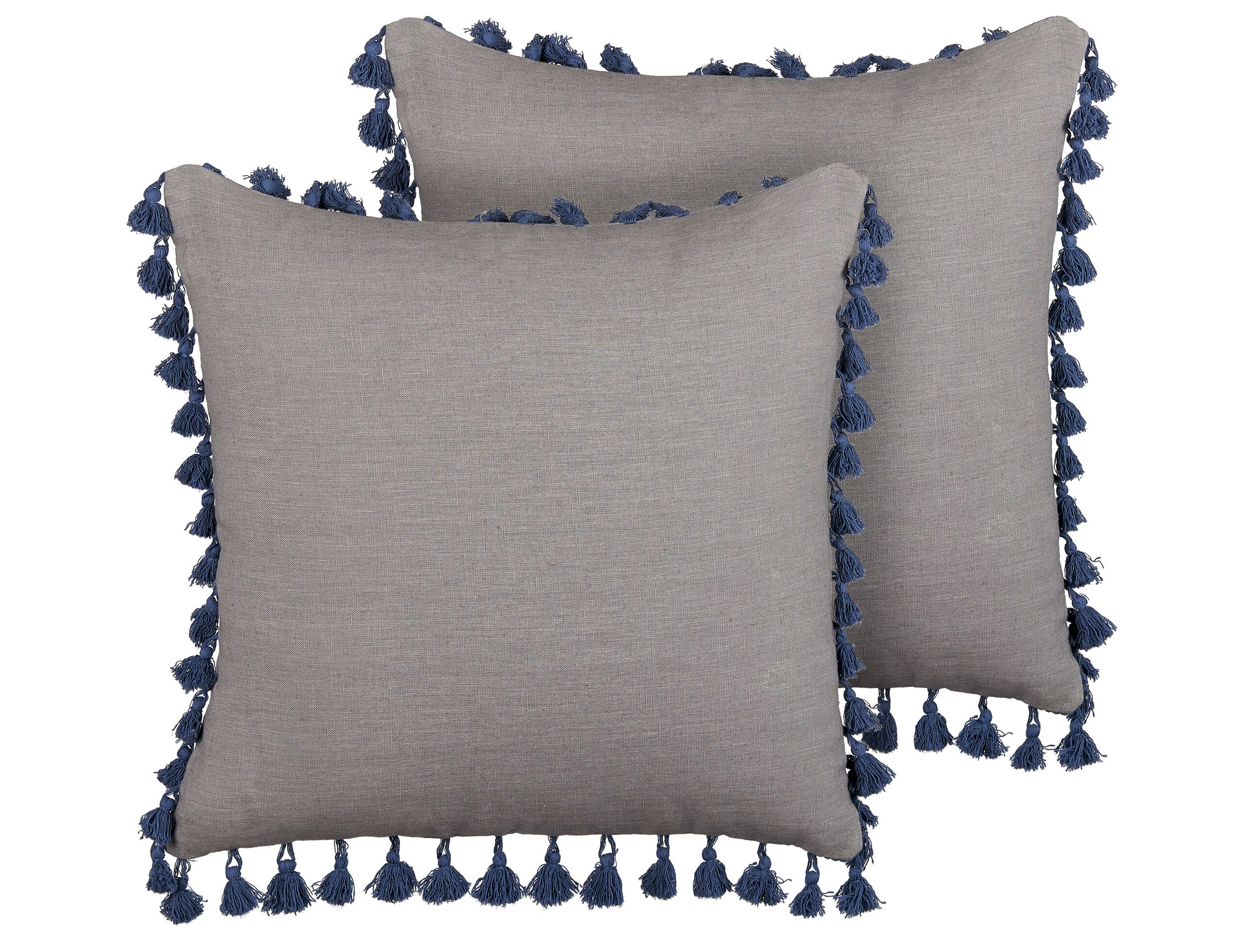 Set of 2 Cushions with Tassels 45x45cm Grey