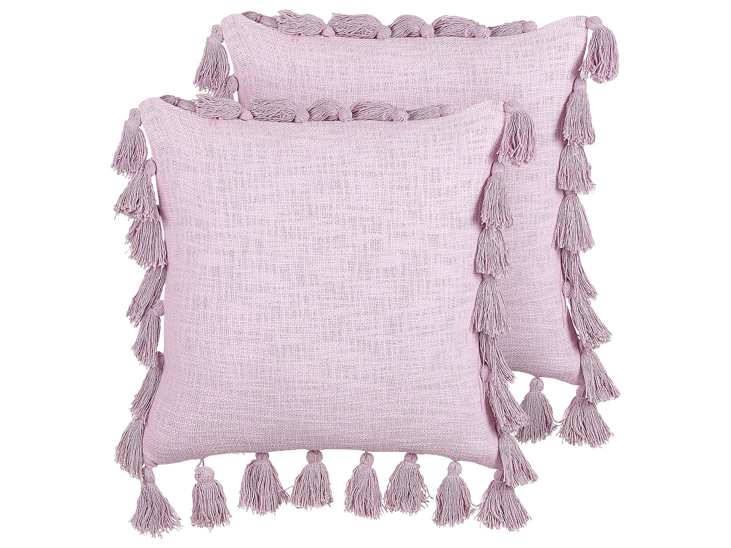 Set of 2 Cotton Cushions with Tassels 45x45cm Pink