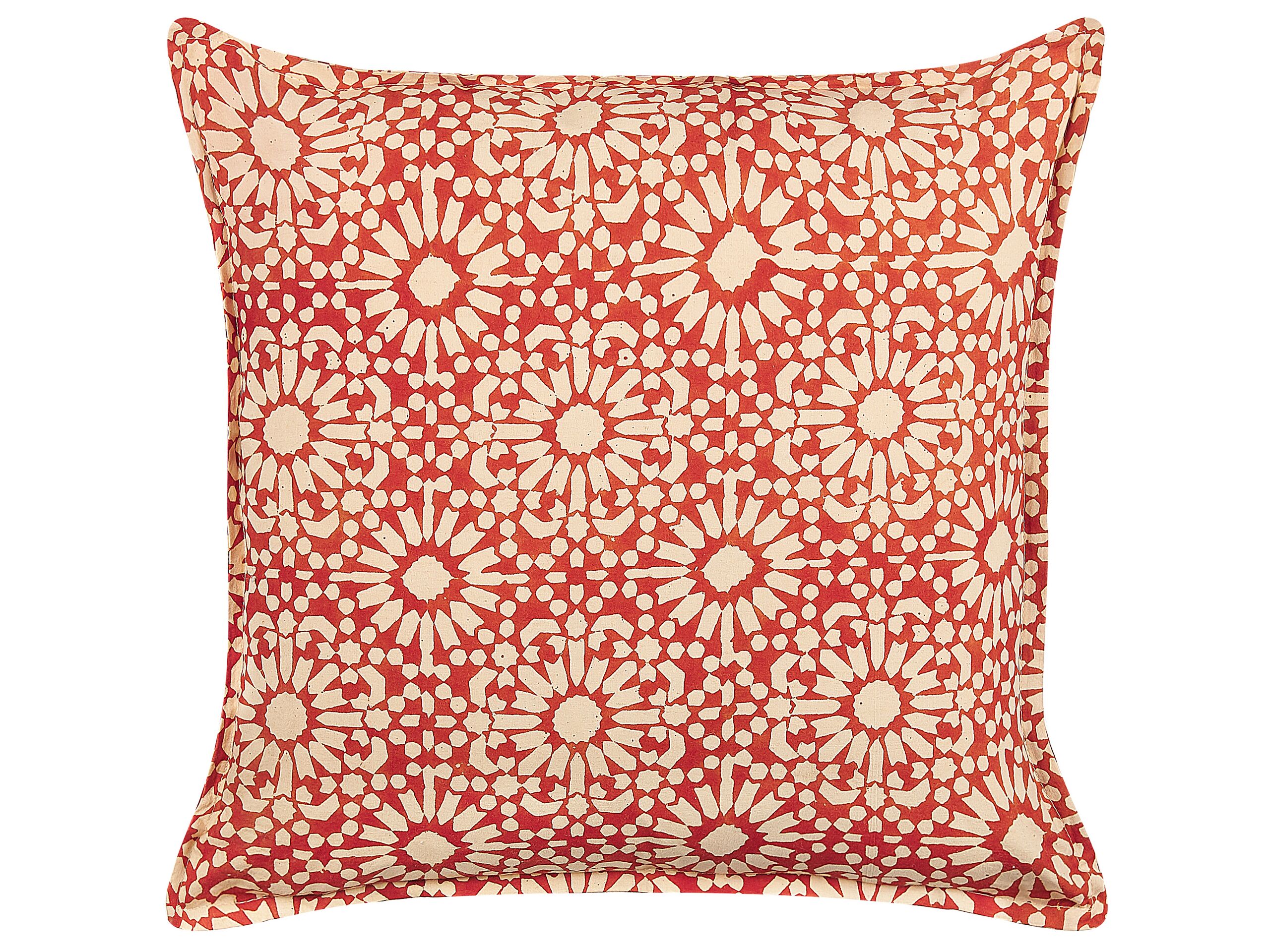 Cotton Cushion Geometric Pattern 45x45cm Red