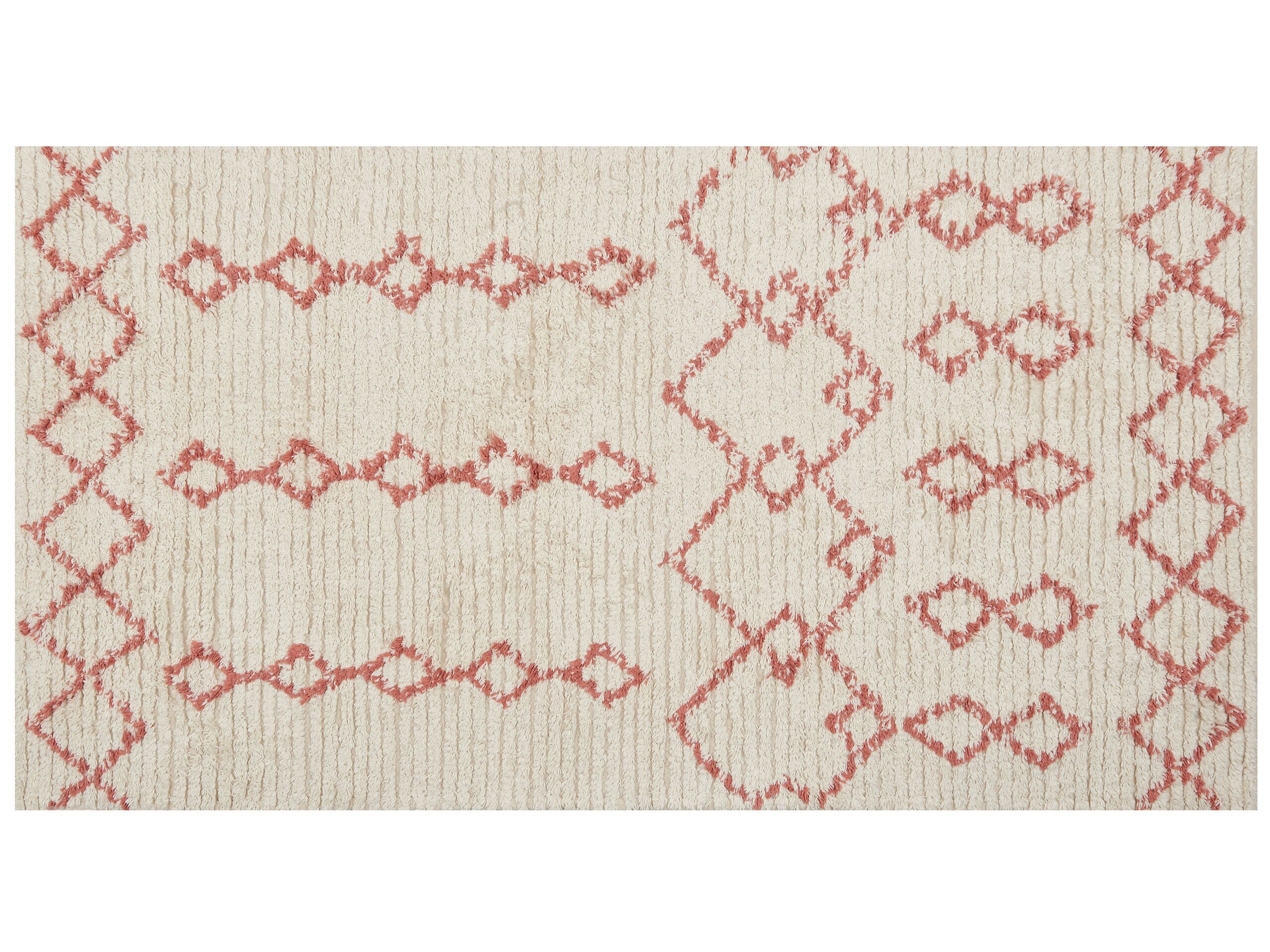 Cotton Area Rug 80x150cm Beige and Pink