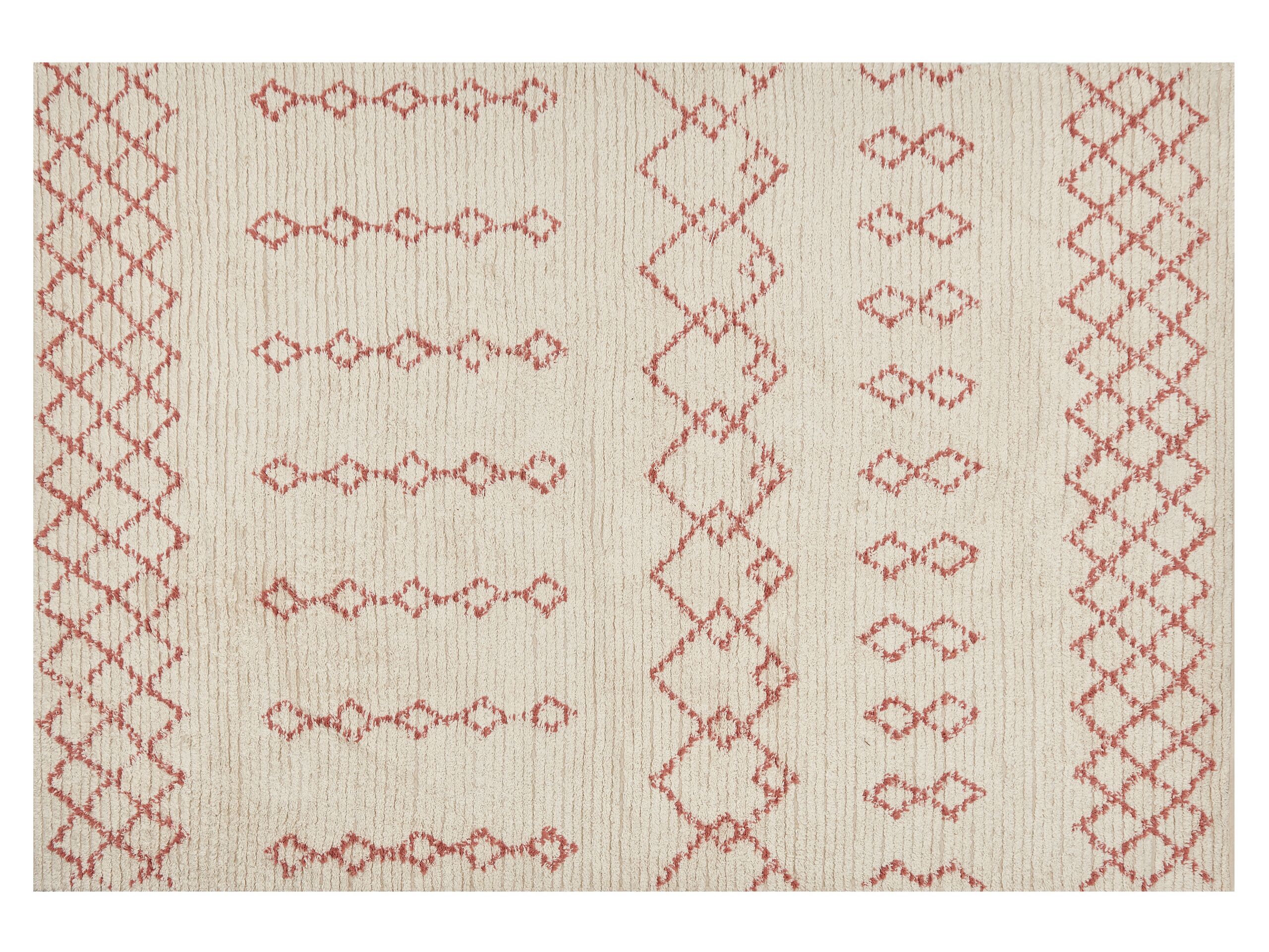 Cotton Area Rug 140x200cm Beige and Pink