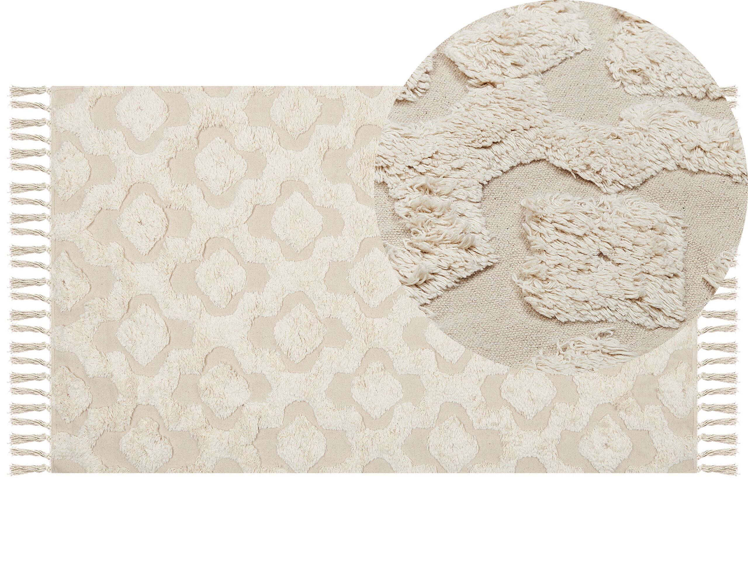 Cotton Area Rug 80x150cm Beige