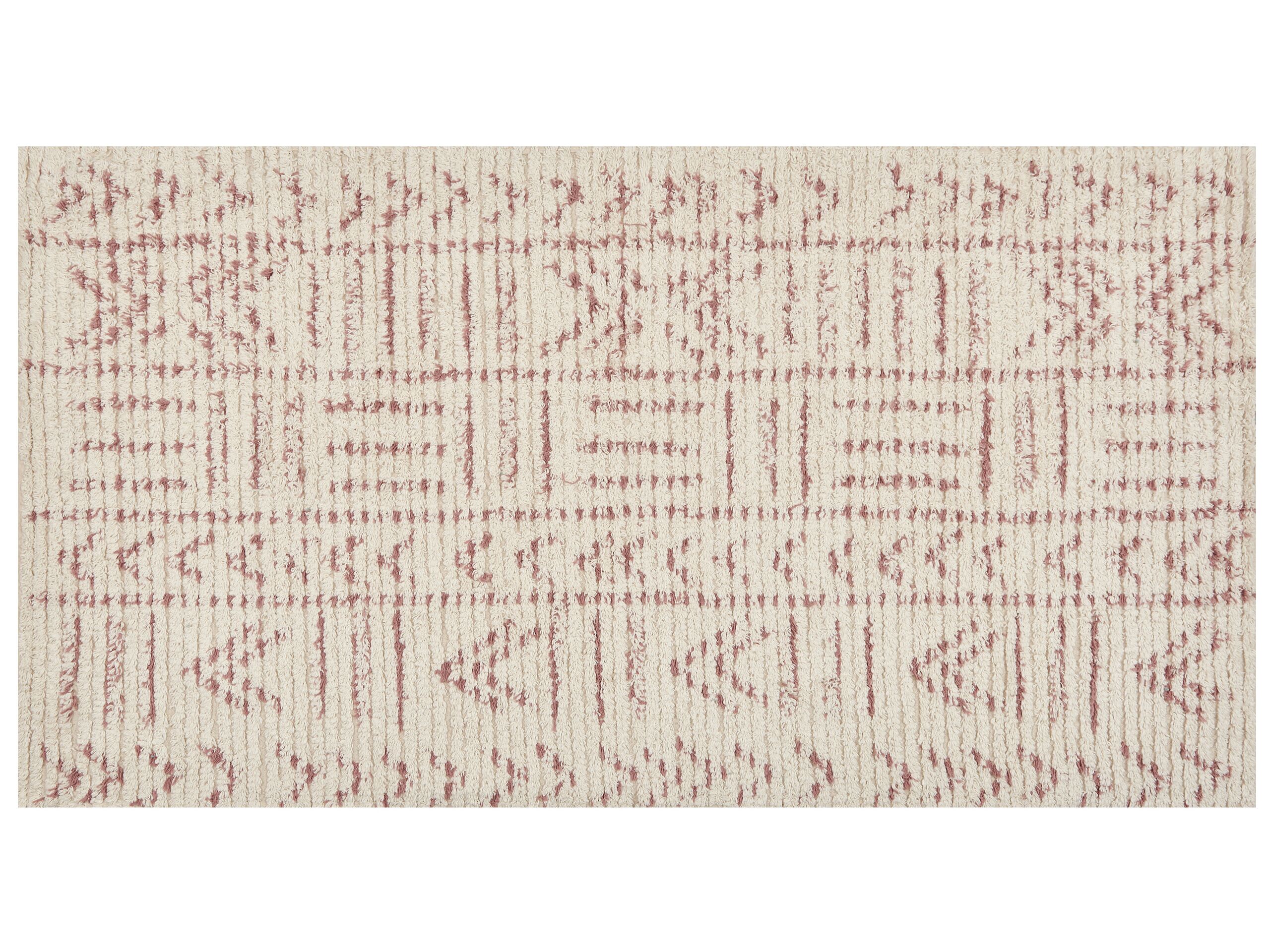 Cotton Area Rug 80x150cm Beige and Pink