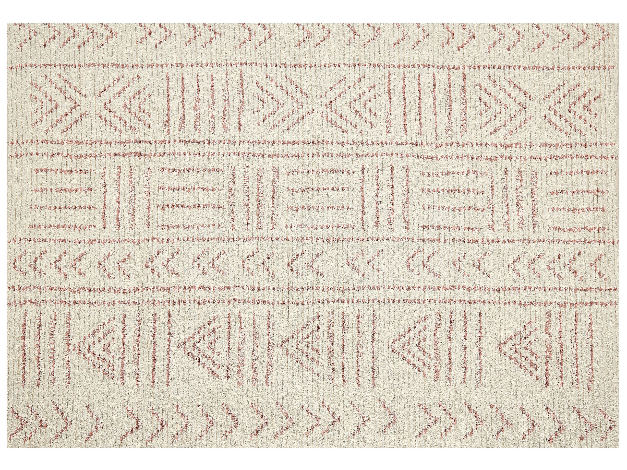 Cotton Area Rug 160x230cm Beige and Pink