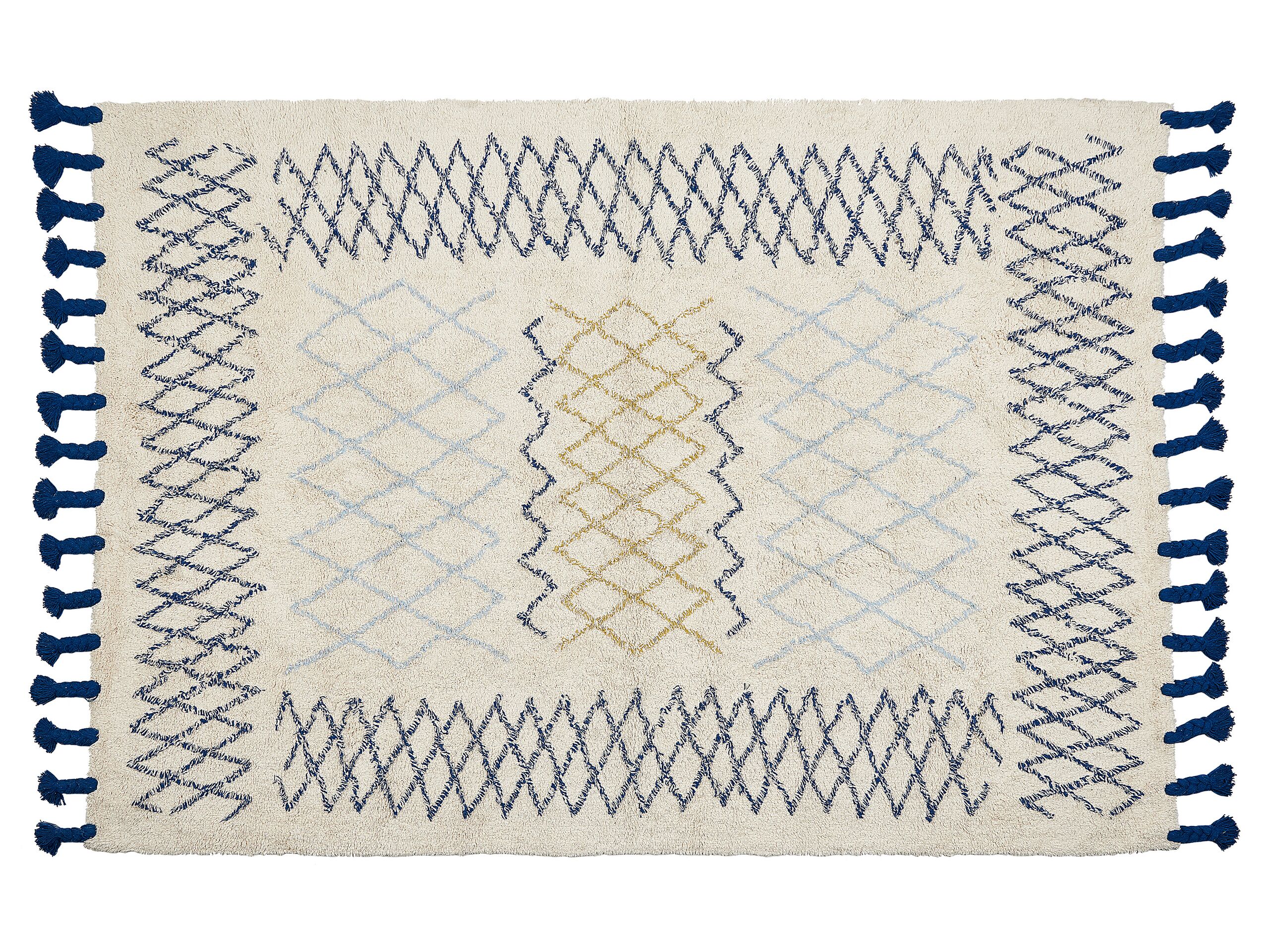 Cotton Area Rug 140x200cm Beige and Blue