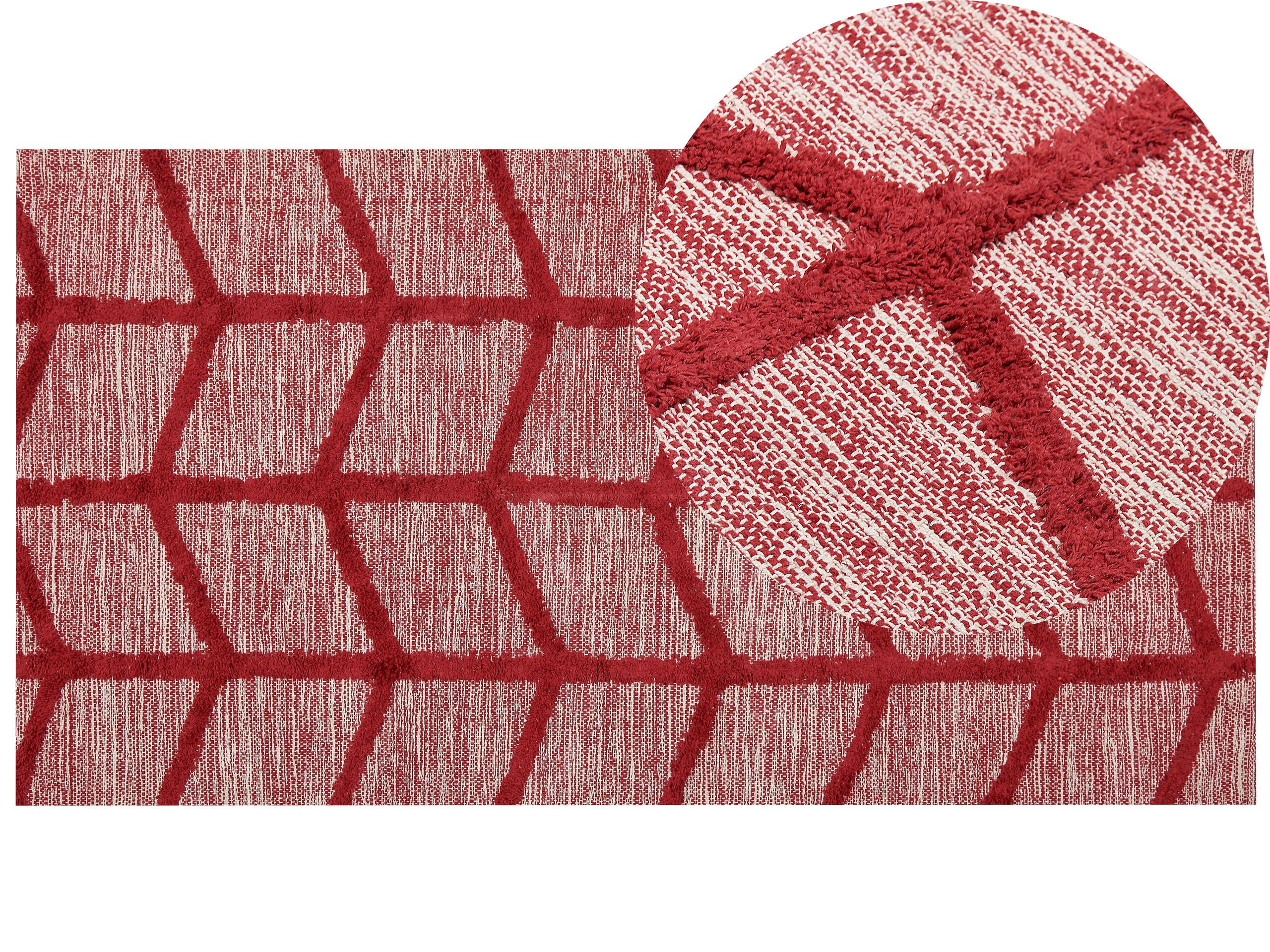 Cotton Area Rug 80x150cm Red