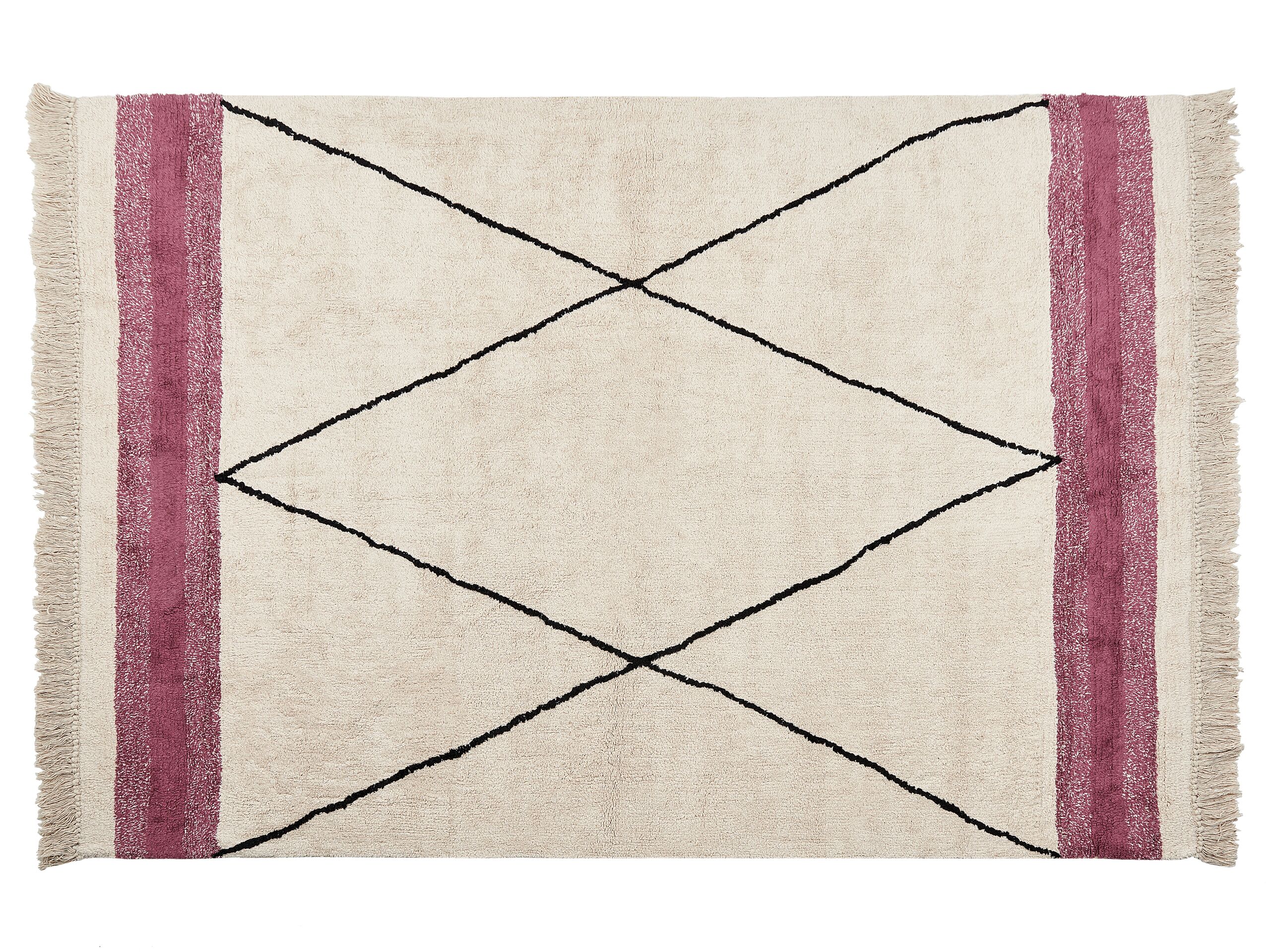 Cotton Area Rug 140x200cm Beige and Pink