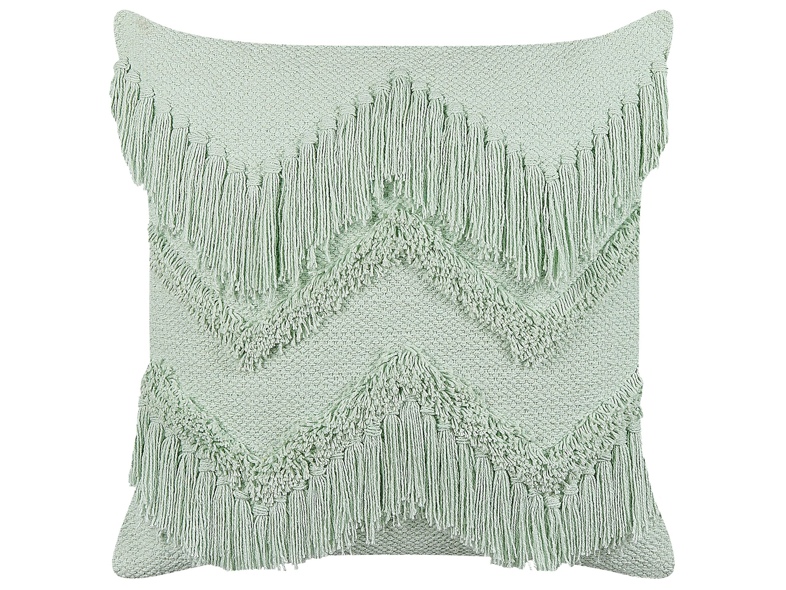 Cotton Cushion with Tassels 45x45cm Light Green