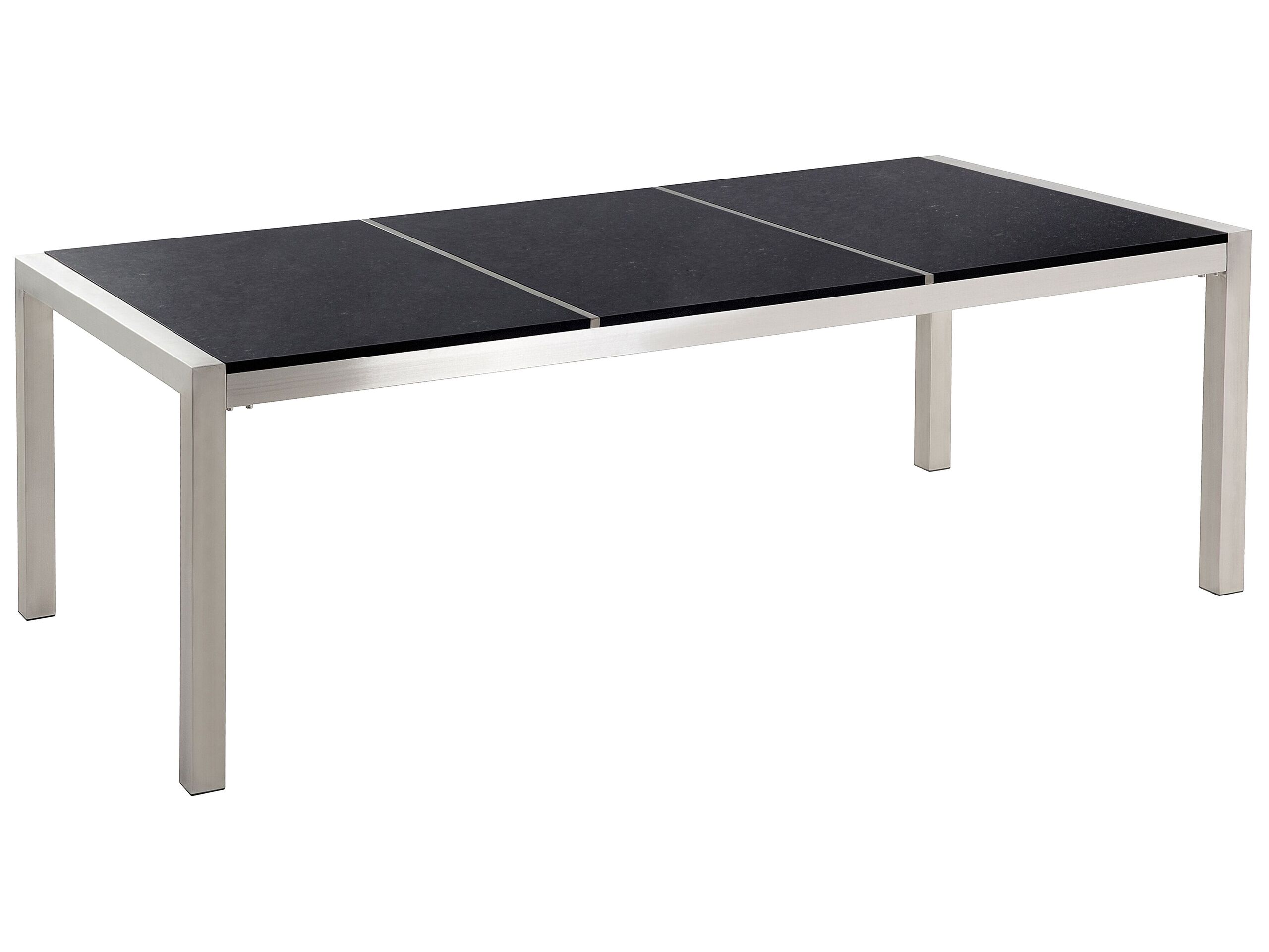 Granite Garden Table Triple Plate Top 220 x 100 cm Black GROSSETO