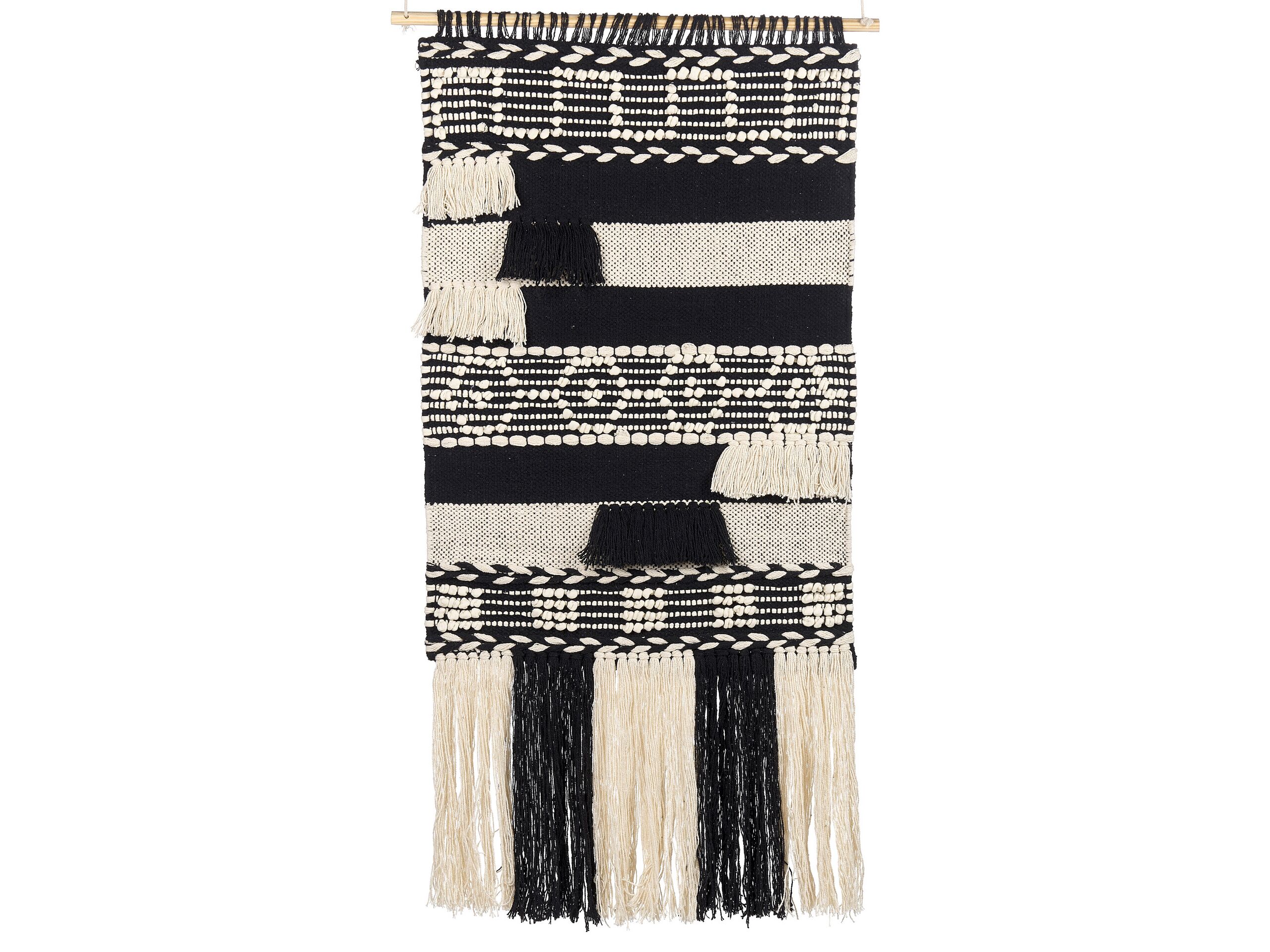Cotton MacramÃ Wall Hanging Beige and Black MURIDKE