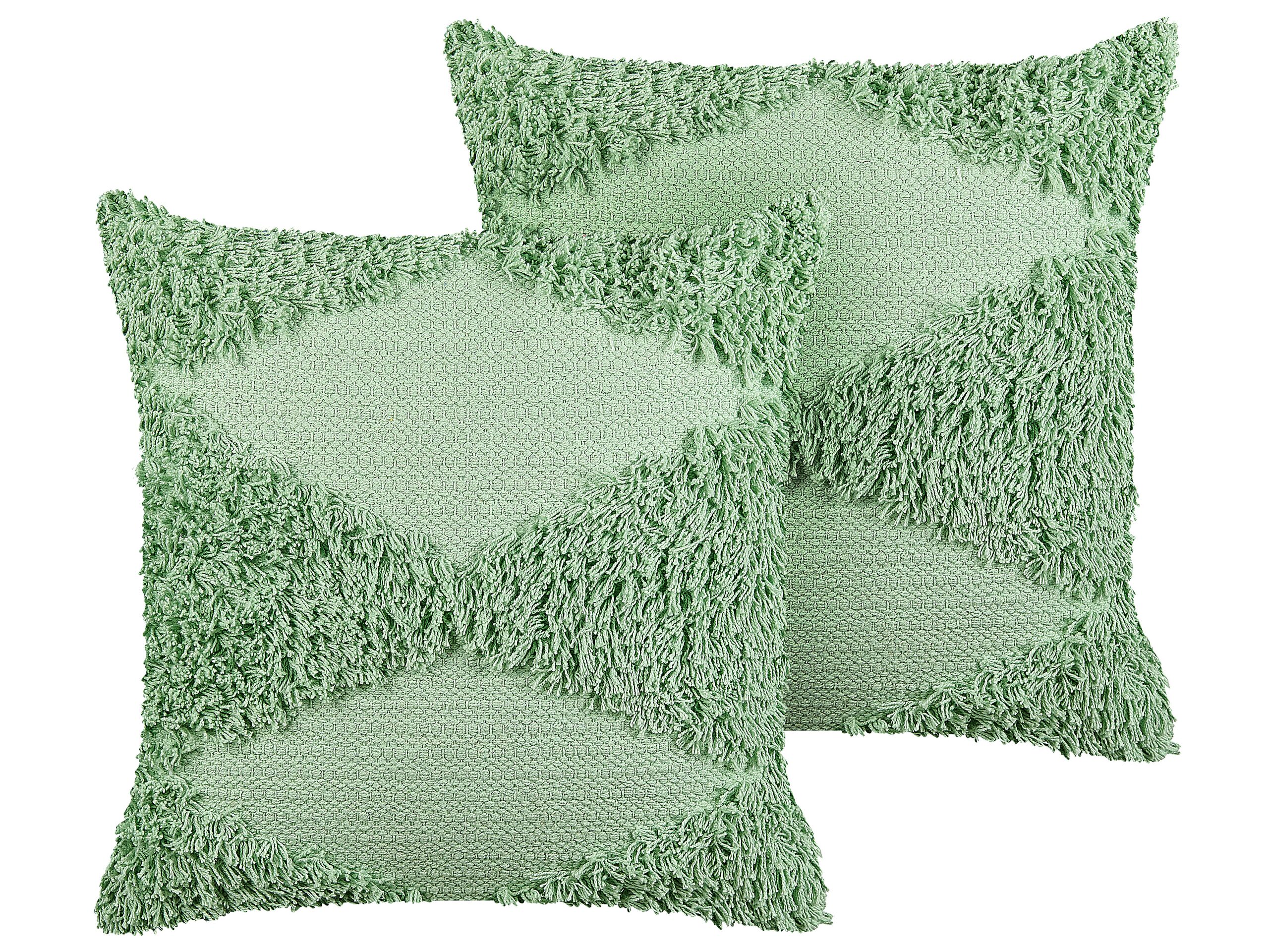 Set of 2 Tufted Cotton Cushions 45x45cm Green