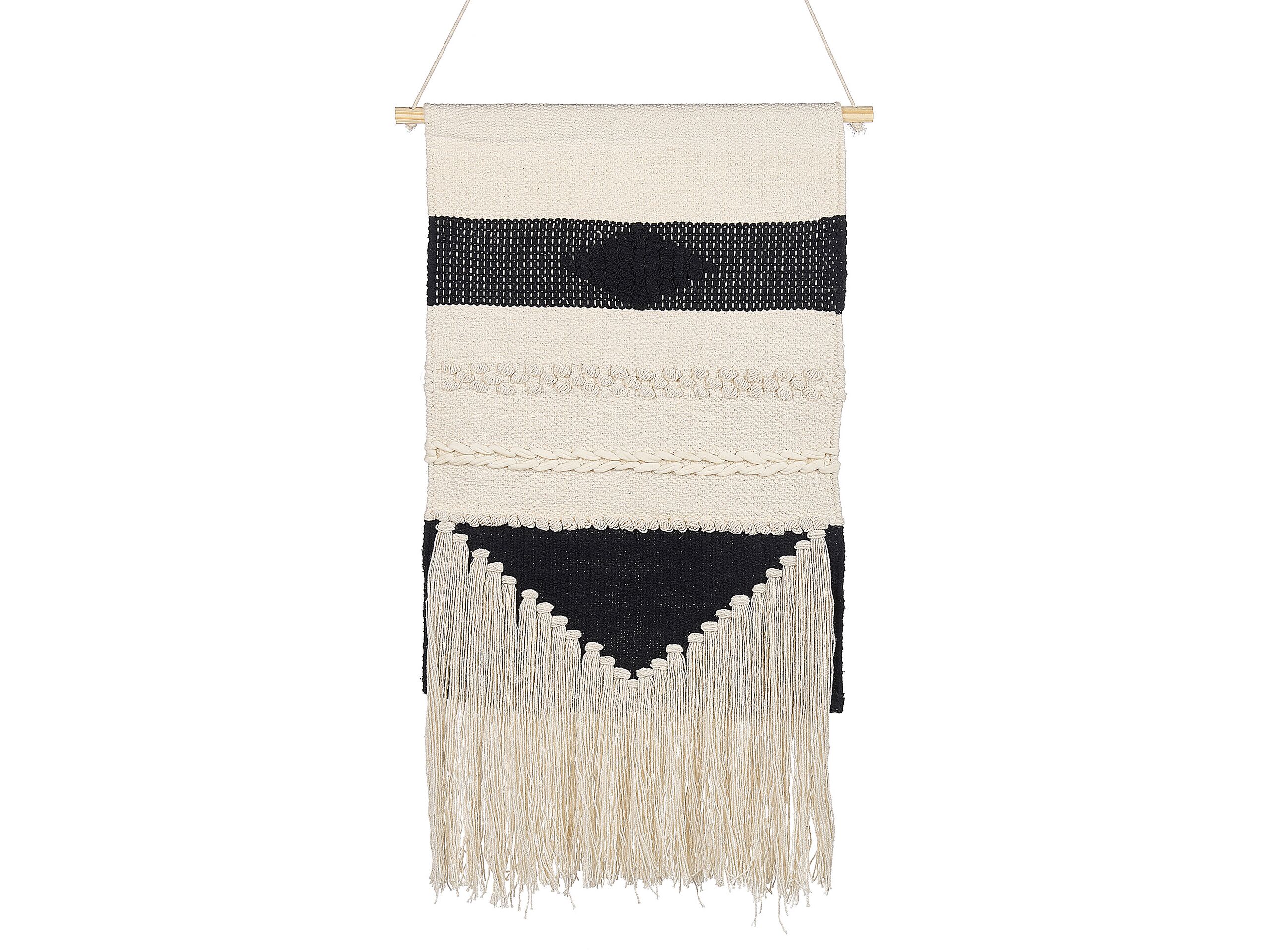 Cotton MacramÃ Wall Hanging Beige and Black DASKA
