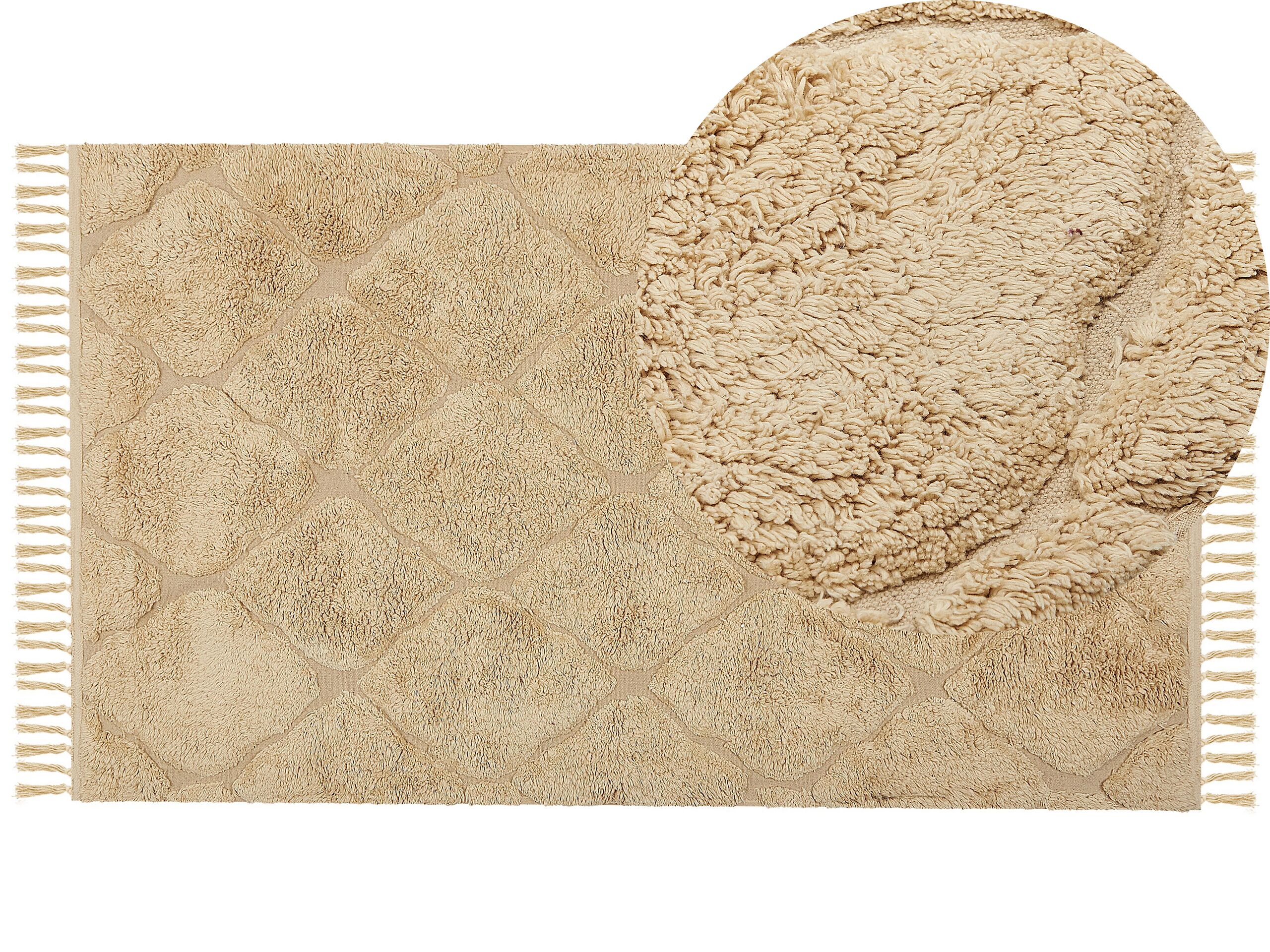 Cotton Area Rug 80x150cm Beige