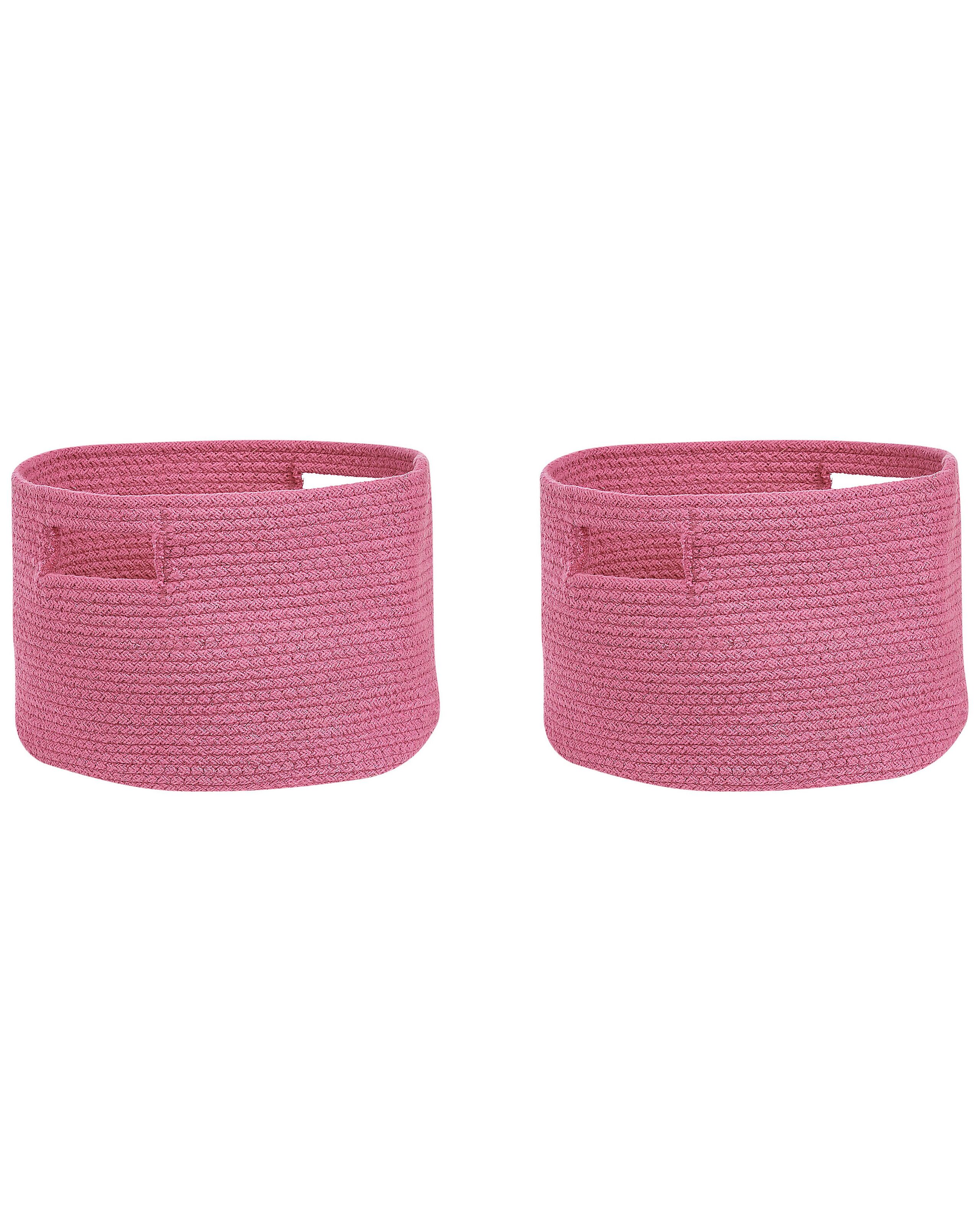 Set of 2 Cotton Baskets Pink
