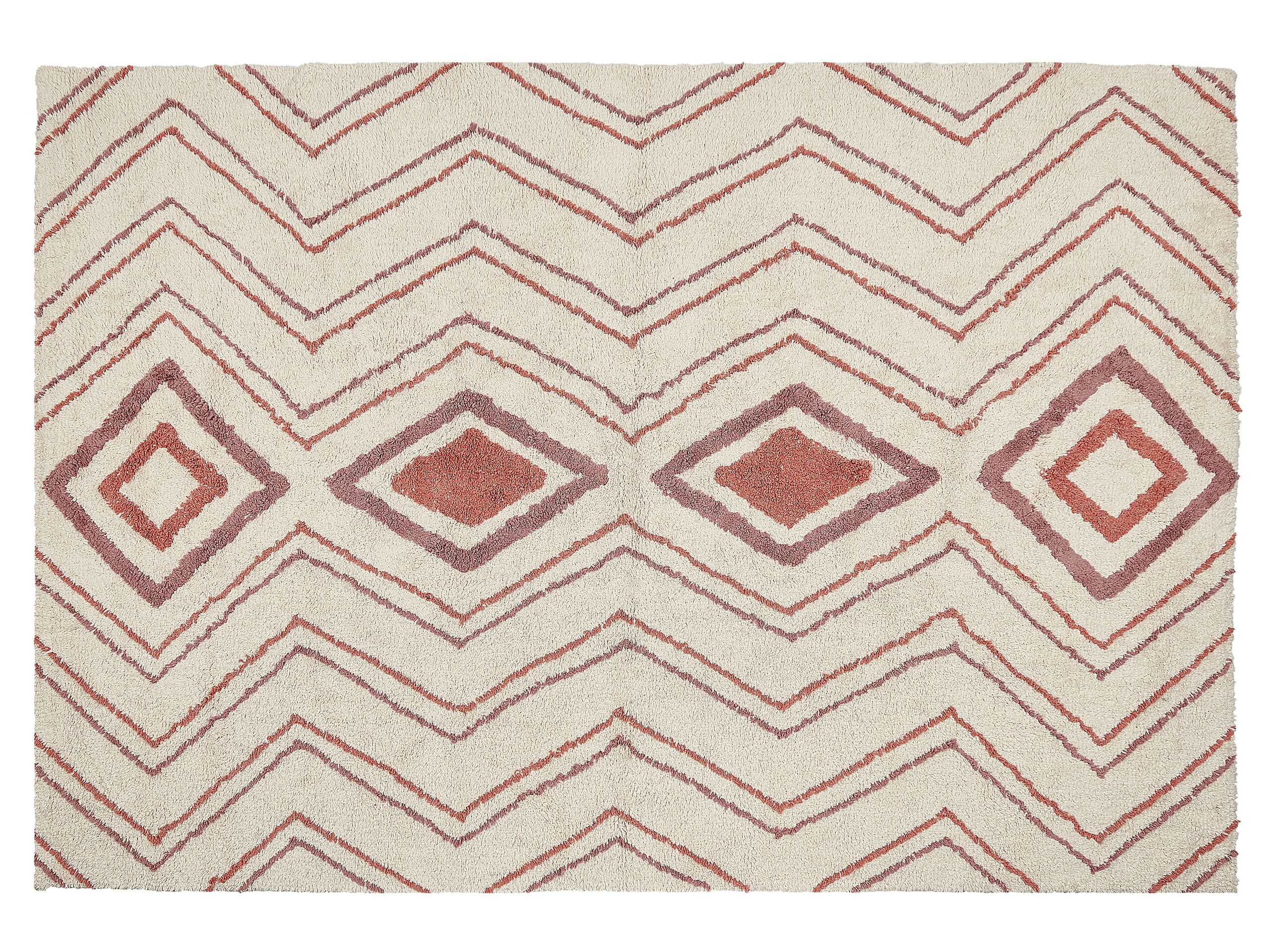 Cotton Area Rug 140x200cm Beige and Pink