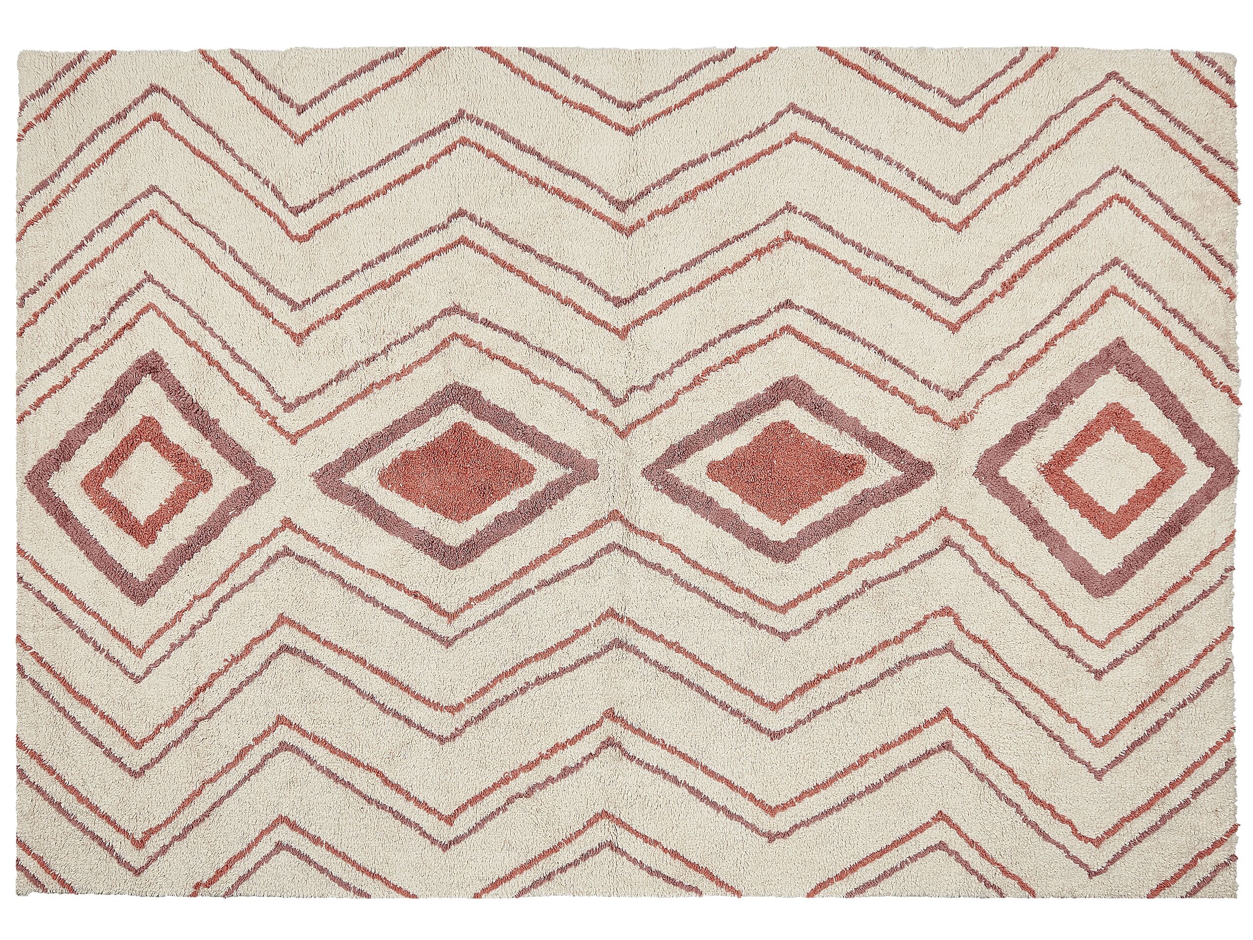 Cotton Area Rug 160x230cm Beige and Pink