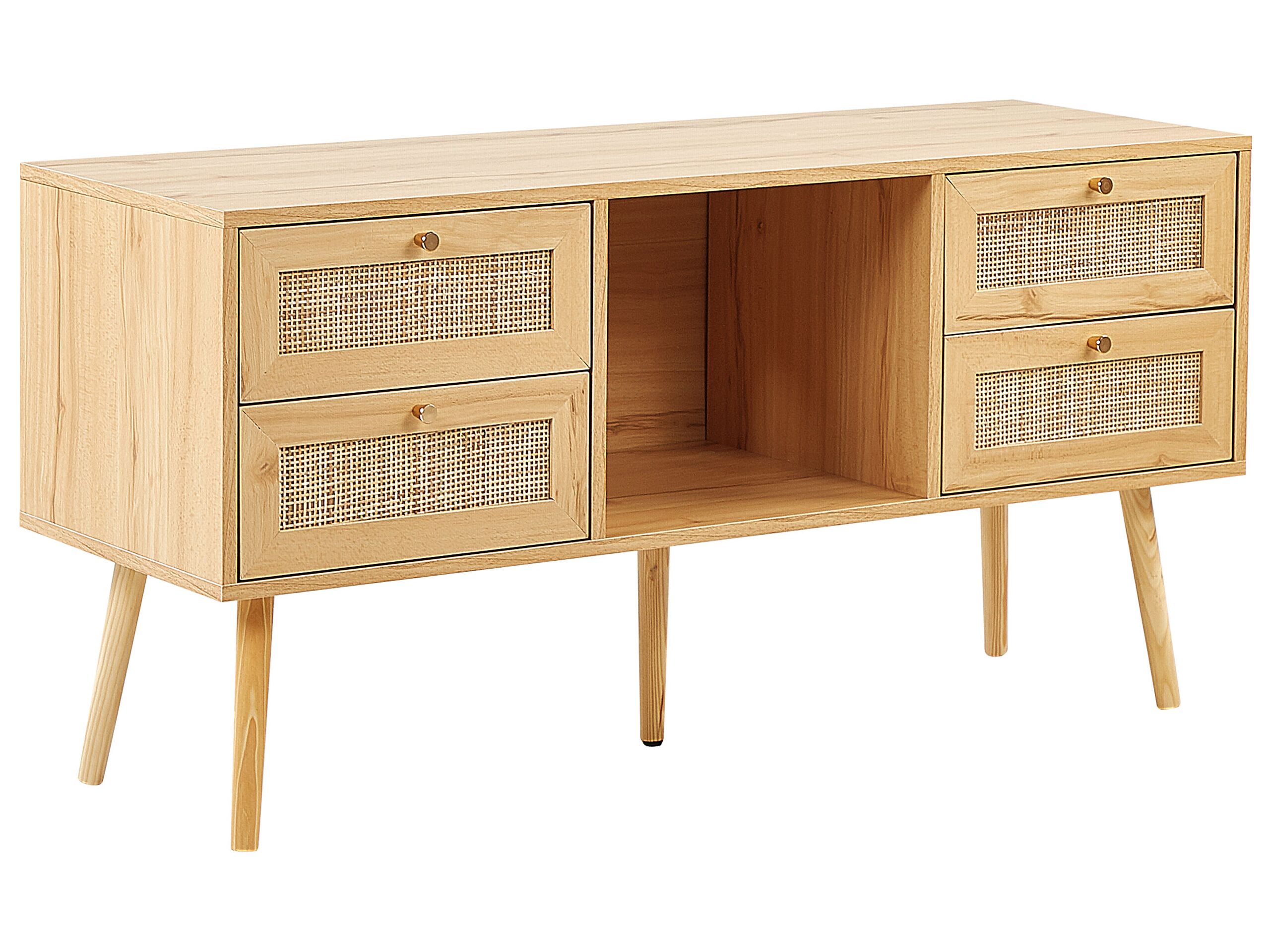 Rattan TV Stand Light Wood PEROTE