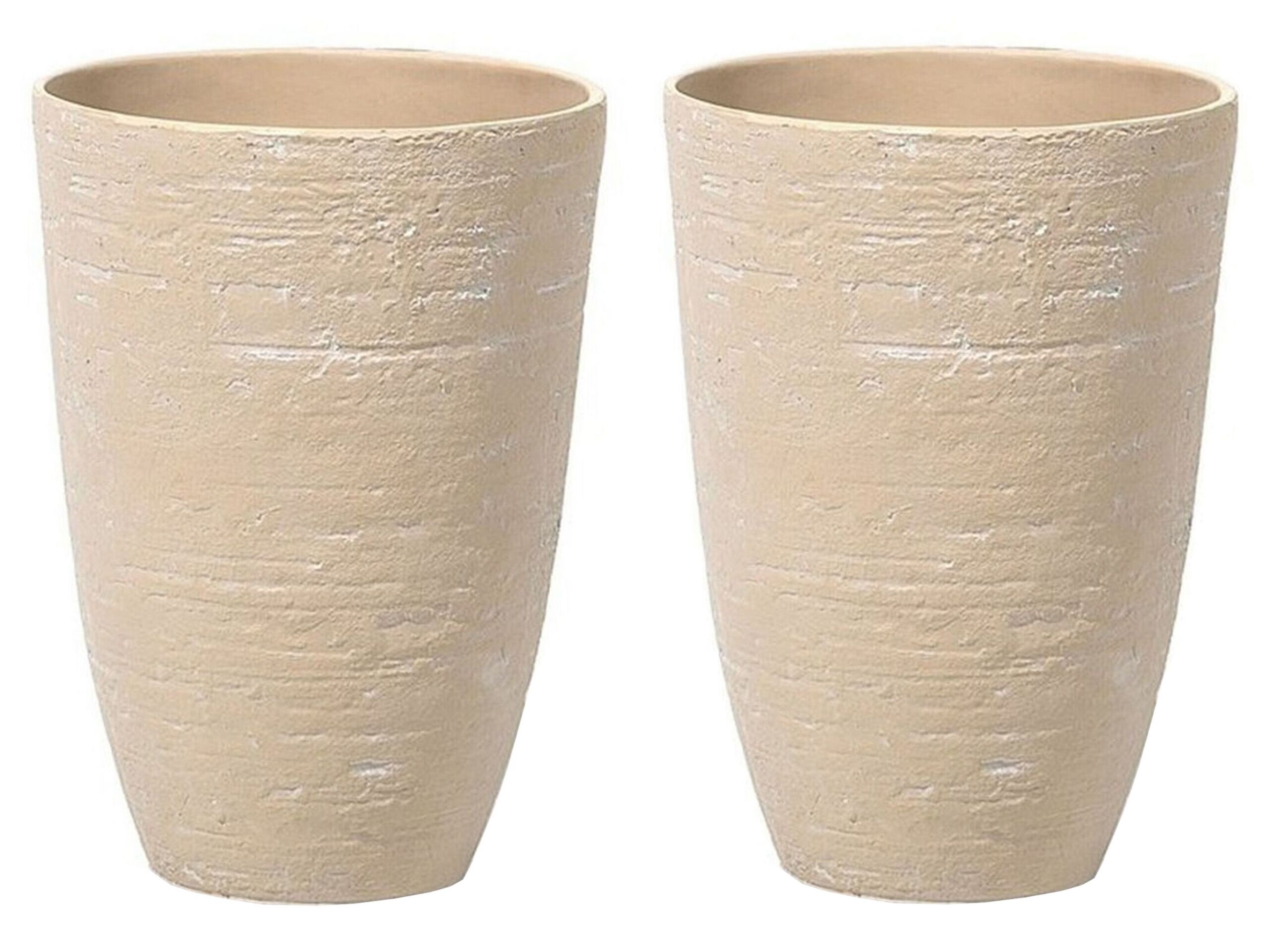 Set of 2 Plant Pots 35 x 35 x 50 cm Beige CAMIA