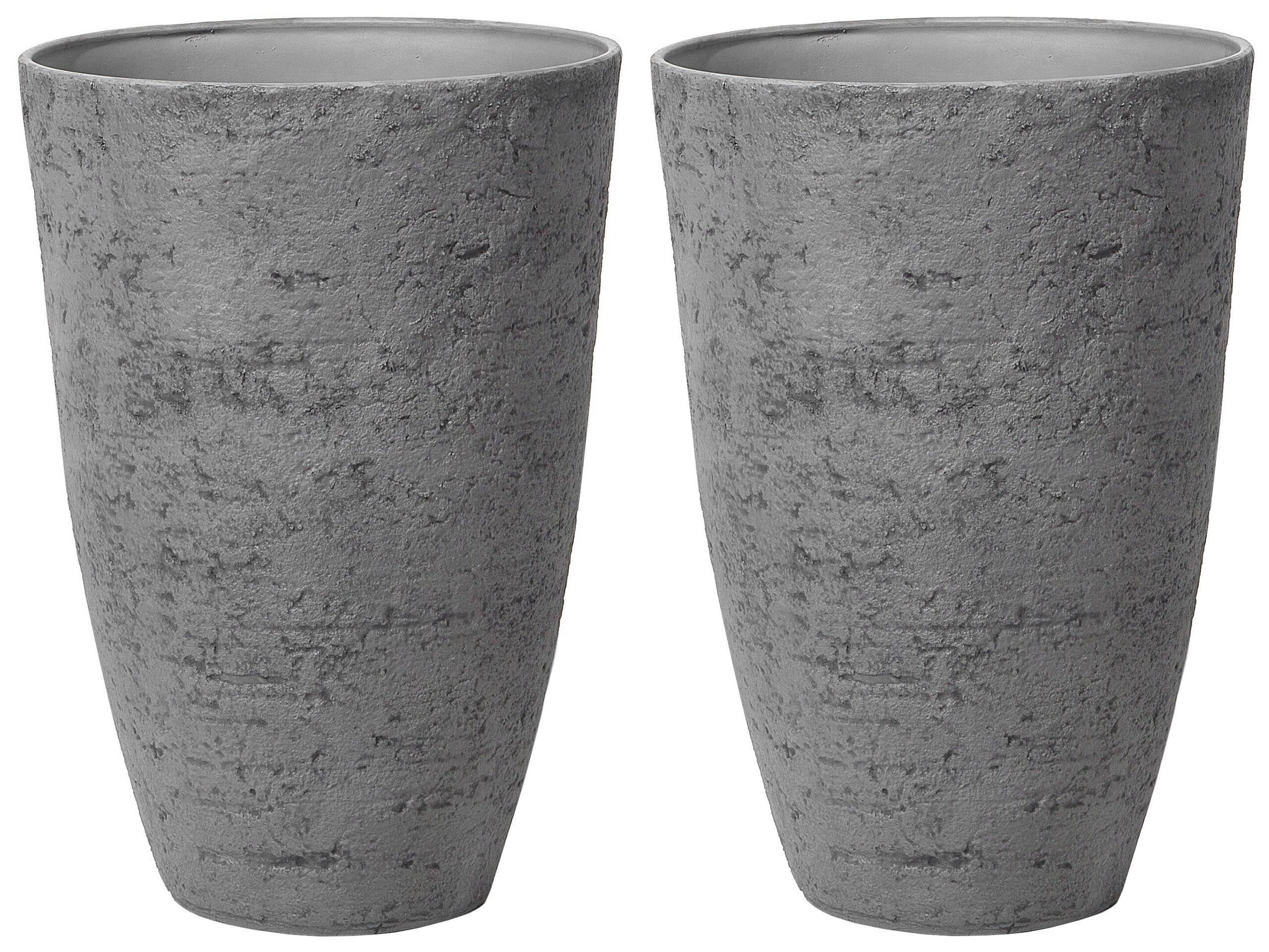 Set of 2 Plant Pots 51 x 51 x 71 cm Grey CAMIA
